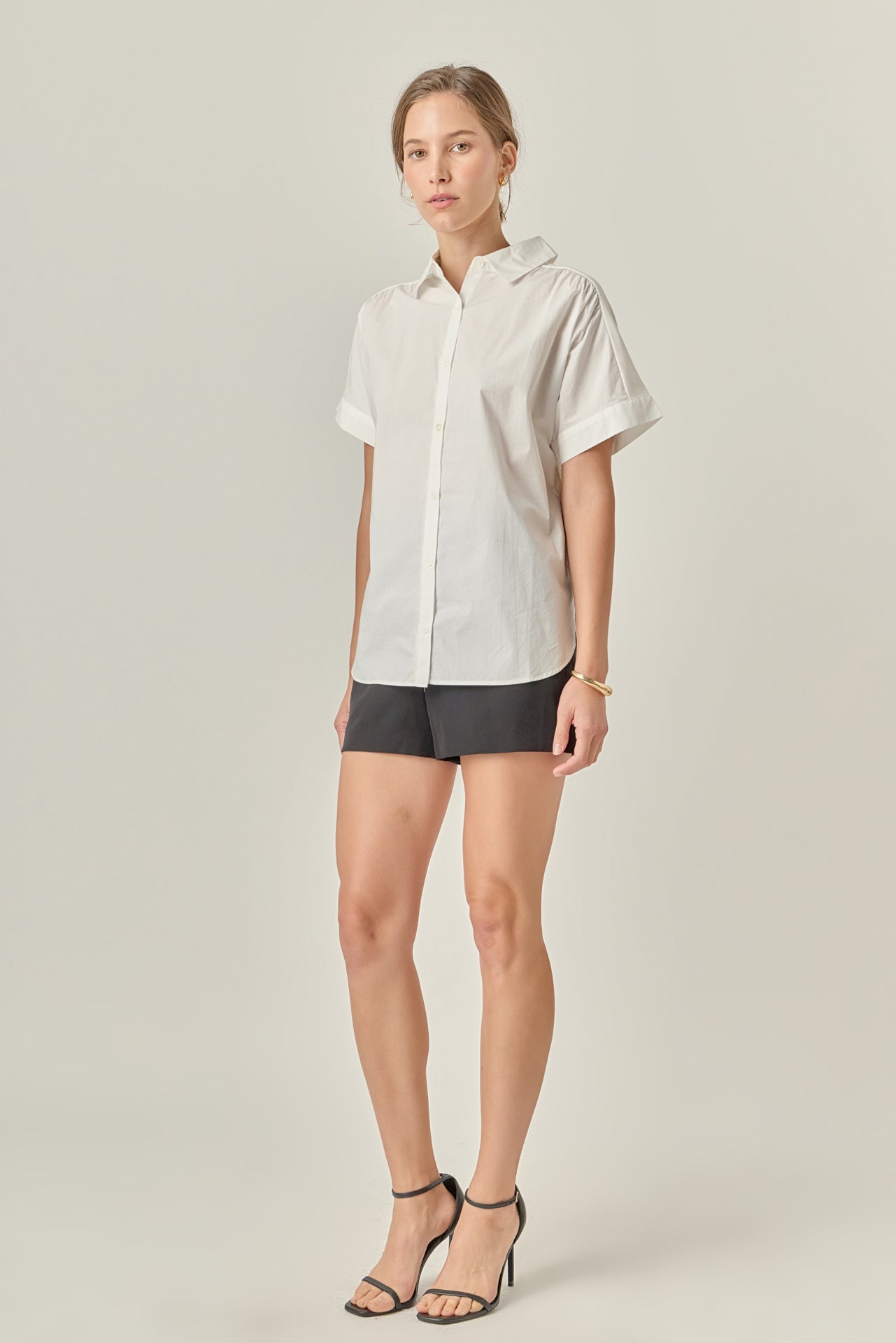 ENGLISH FACTORY - Mixed Media Collared Top - TOPS available at Objectrare