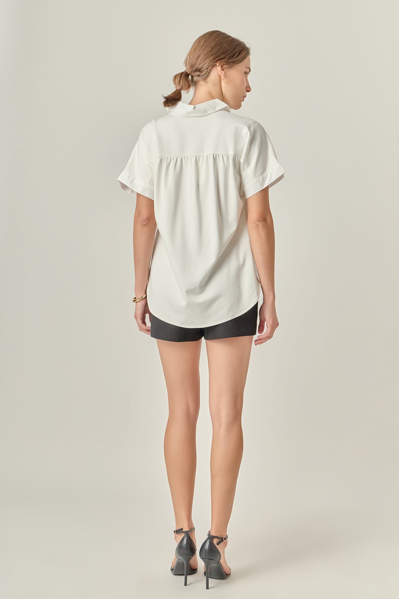 ENGLISH FACTORY - Mixed Media Collared Top - TOPS available at Objectrare