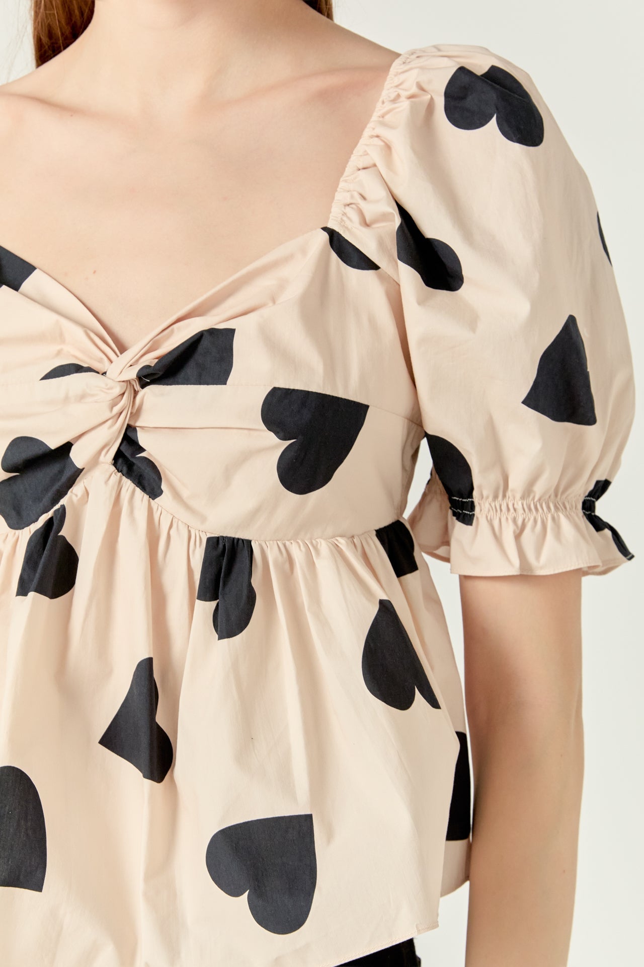 ENGLISH FACTORY - Heart Shape Puff Sleeve Top - TOPS available at Objectrare