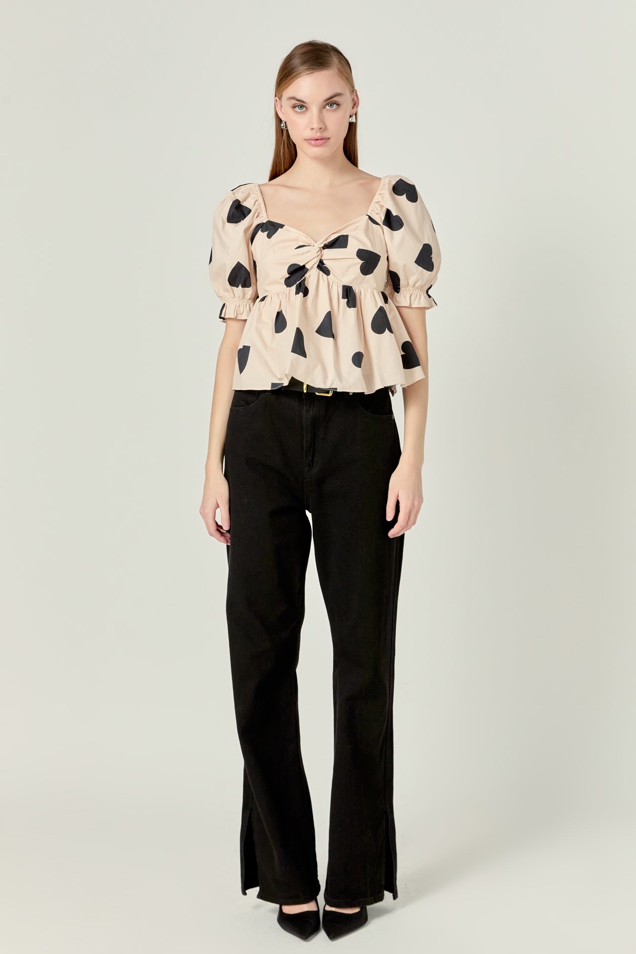ENGLISH FACTORY - Heart Shape Puff Sleeve Top - TOPS available at Objectrare