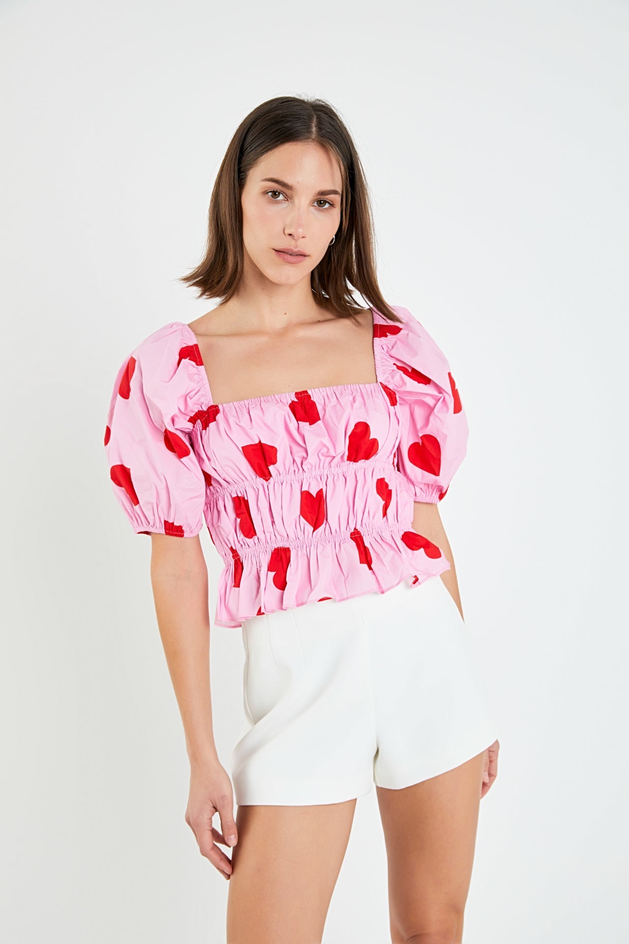 ENGLISH FACTORY - Heart Shape Shirring Top - TOPS available at Objectrare