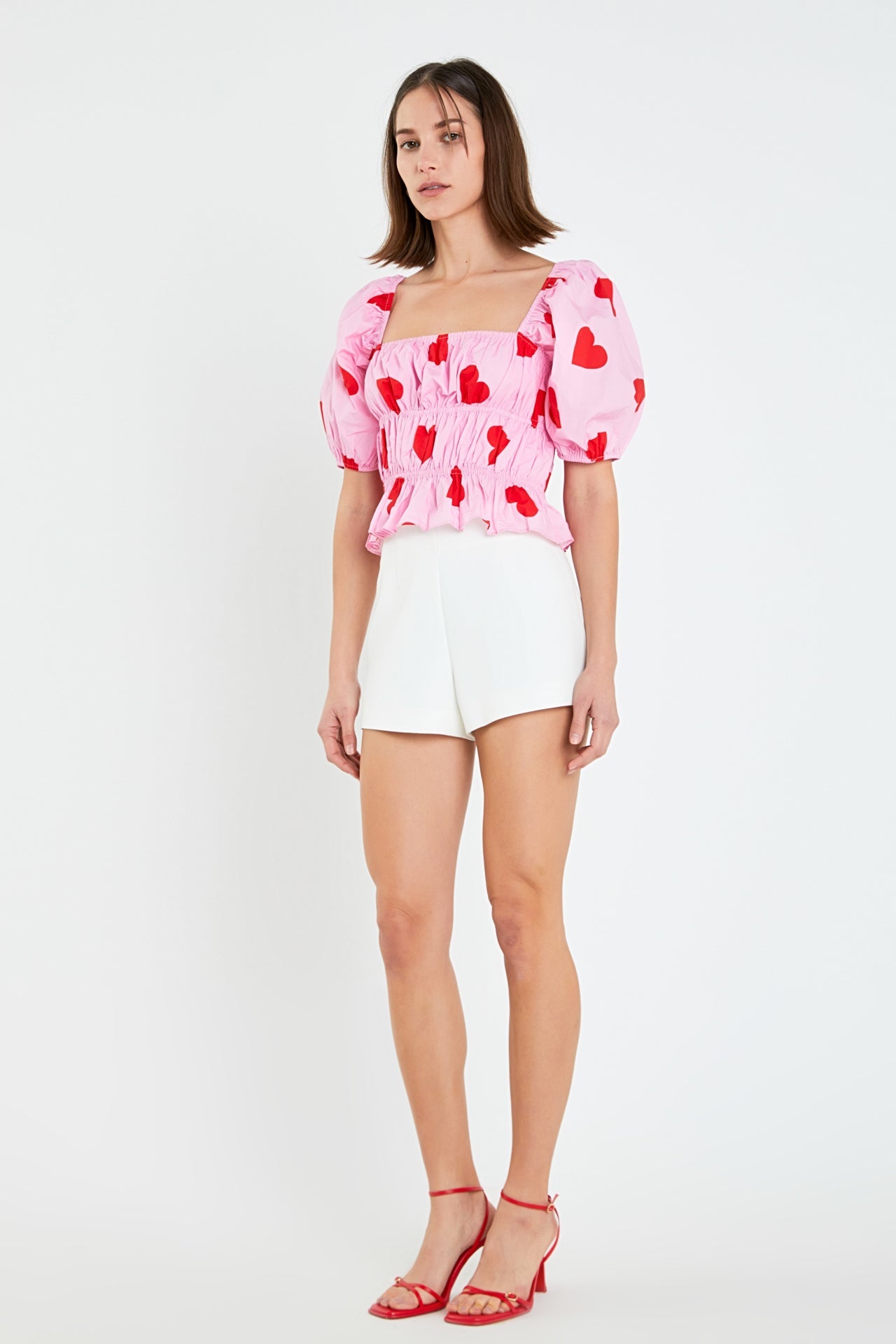 ENGLISH FACTORY - Heart Shape Shirring Top - TOPS available at Objectrare