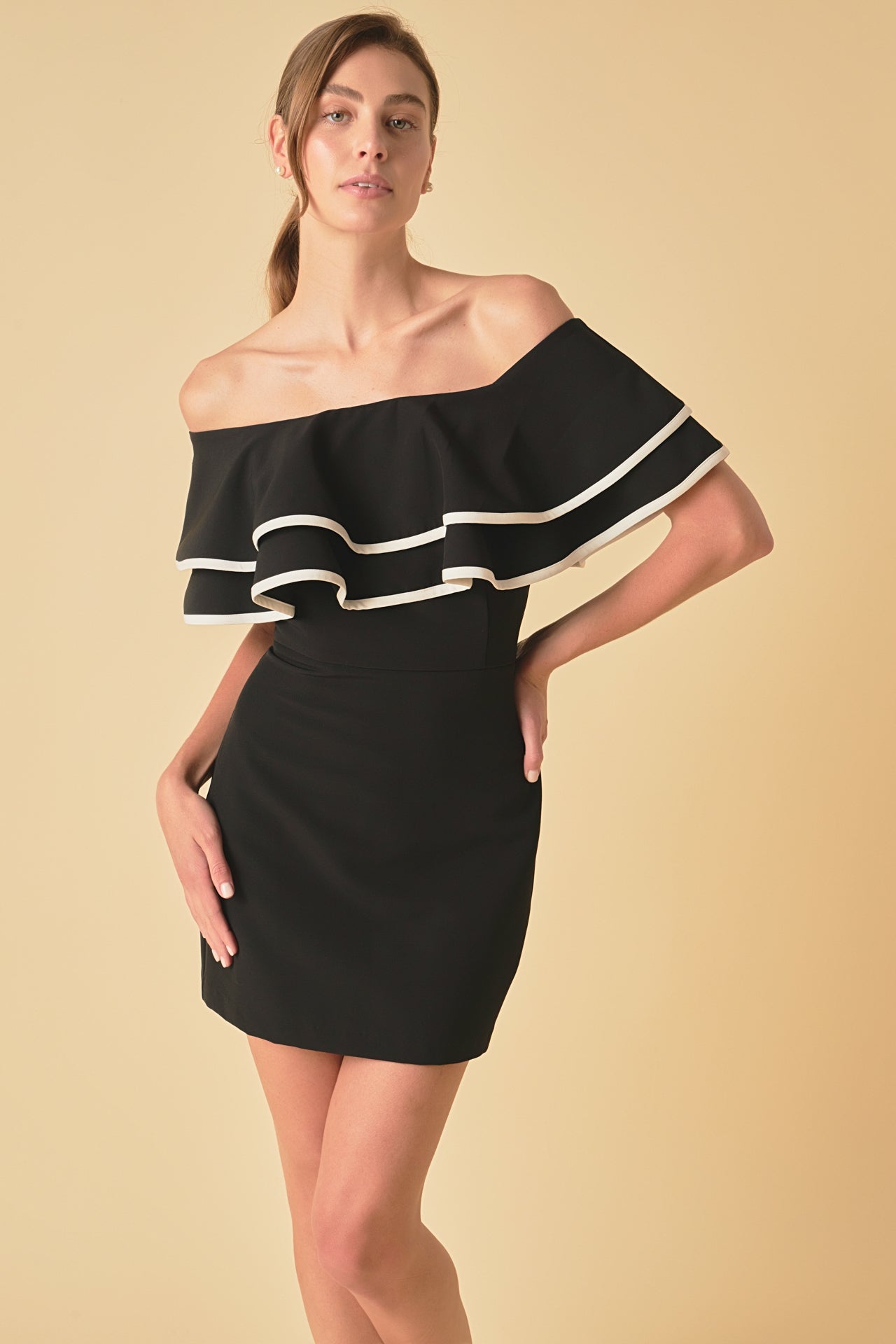 ENDLESS ROSE - Off-The-Shoulder Ruffle Mini Dress - DRESSES available at Objectrare