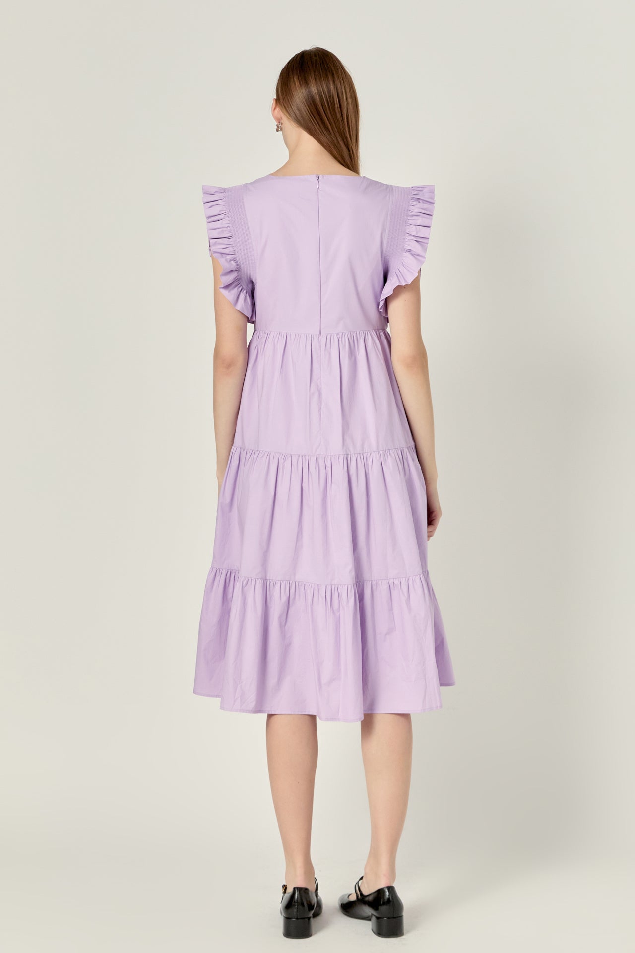 ENGLISH FACTORY - Square-Neck Tiered Midi Dress - DRESSES available at Objectrare
