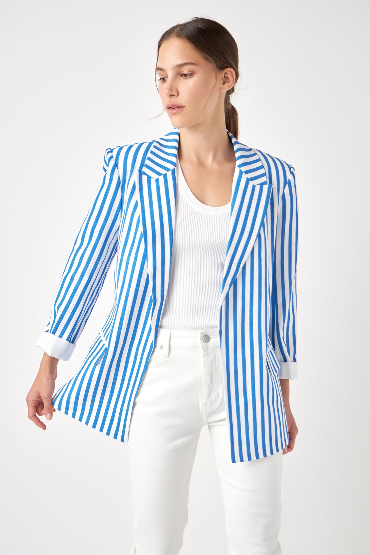 ENGLISH FACTORY - Striped Pocketed Blazer - BLAZERS available at Objectrare