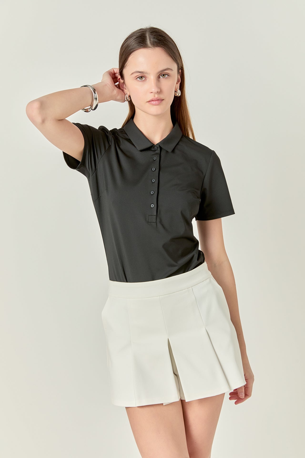 ENGLISH FACTORY - Sportswear Short Sleeve Stretched Top - T-SHIRTS available at Objectrare