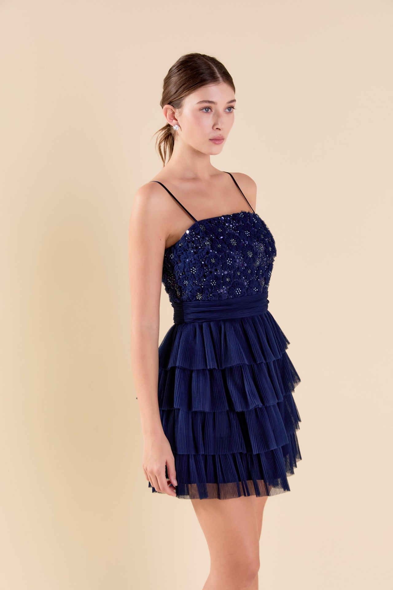 ENDLESS ROSE - Floral Detail Tulle Mini Dress - DRESSES available at Objectrare