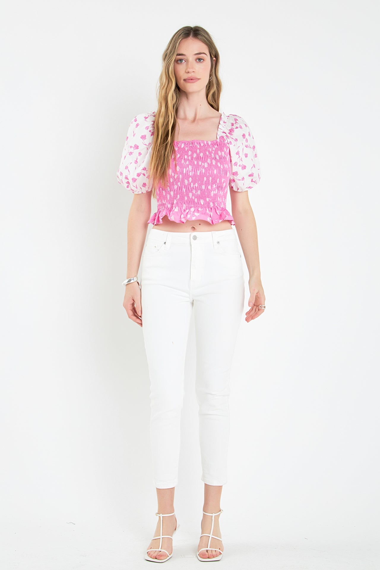 ENGLISH FACTORY - Contrast Floral Smocked Top - TOPS available at Objectrare