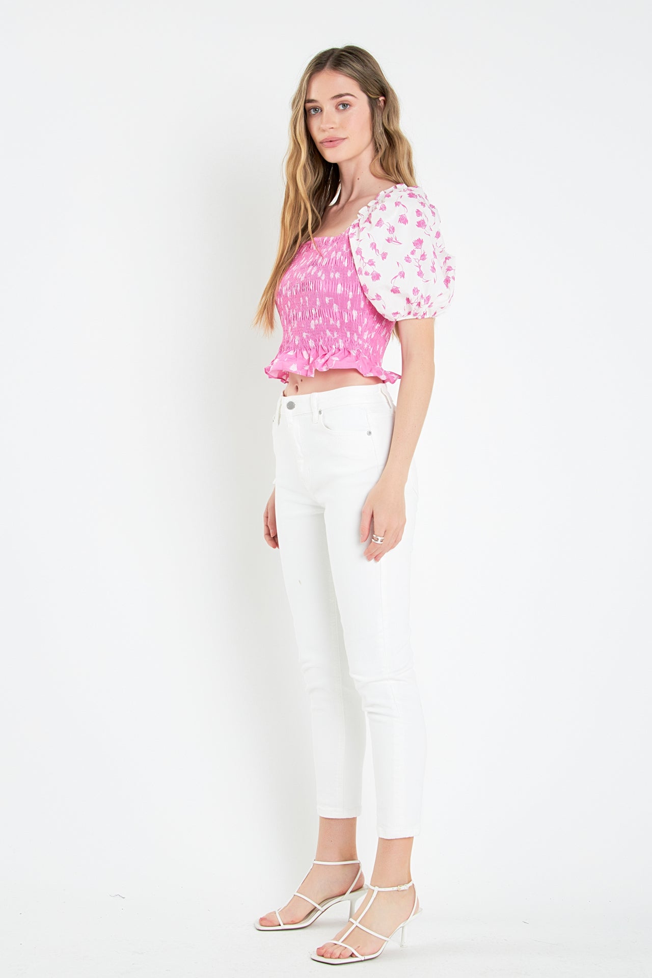 ENGLISH FACTORY - Contrast Floral Smocked Top - TOPS available at Objectrare