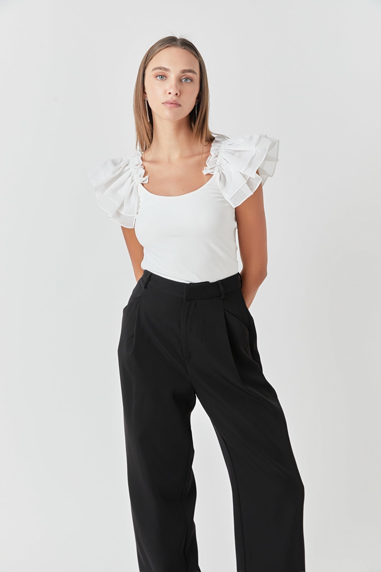 ENDLESS ROSE - Organza Ruffle with Knit Top - TOPS available at Objectrare