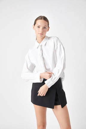 ENDLESS ROSE - Sequin Placket Button-Up Shirt - SHIRTS & BLOUSES available at Objectrare