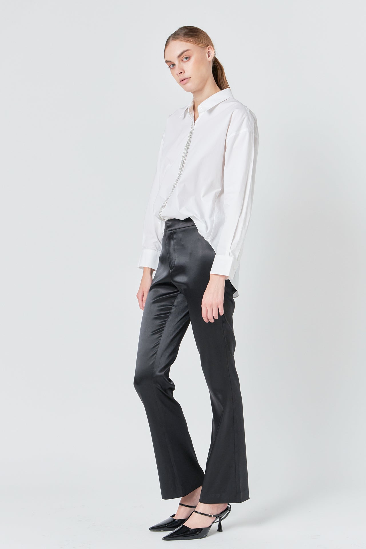 ENDLESS ROSE - Sequin Placket Button-Up Shirt - TOPS available at Objectrare