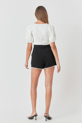 ENDLESS ROSE - Premium Pearl-Trimmed Shorts - SHORTS available at Objectrare