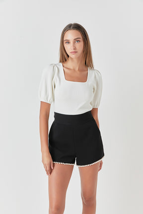 ENDLESS ROSE - Premium Pearl-Trimmed Shorts - SHORTS available at Objectrare