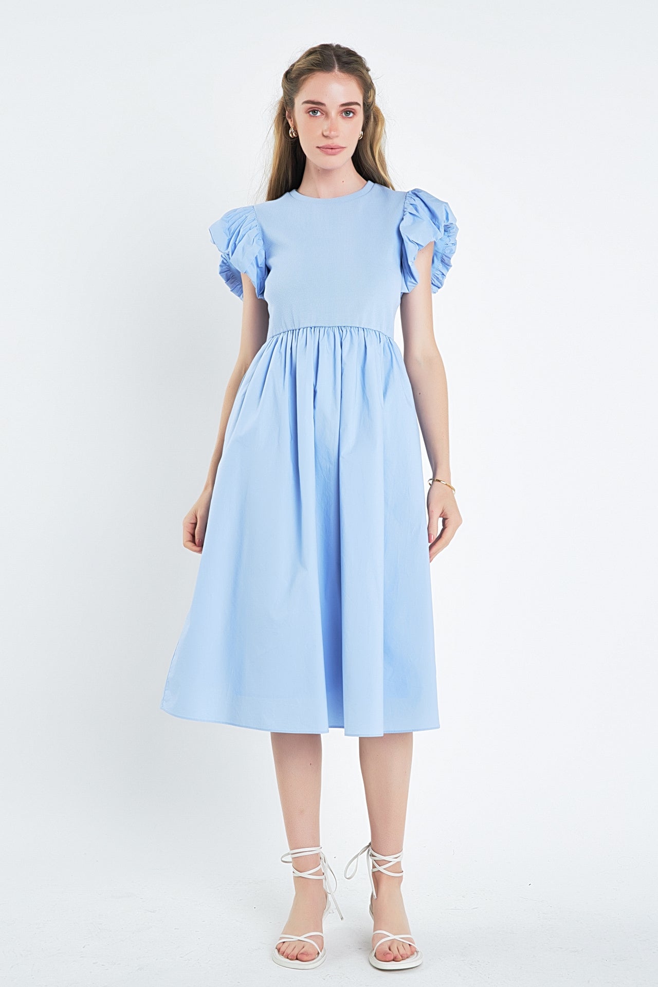 ENGLISH FACTORY - Puff Sleeve Mixed Media Dress - DRESSES available at Objectrare