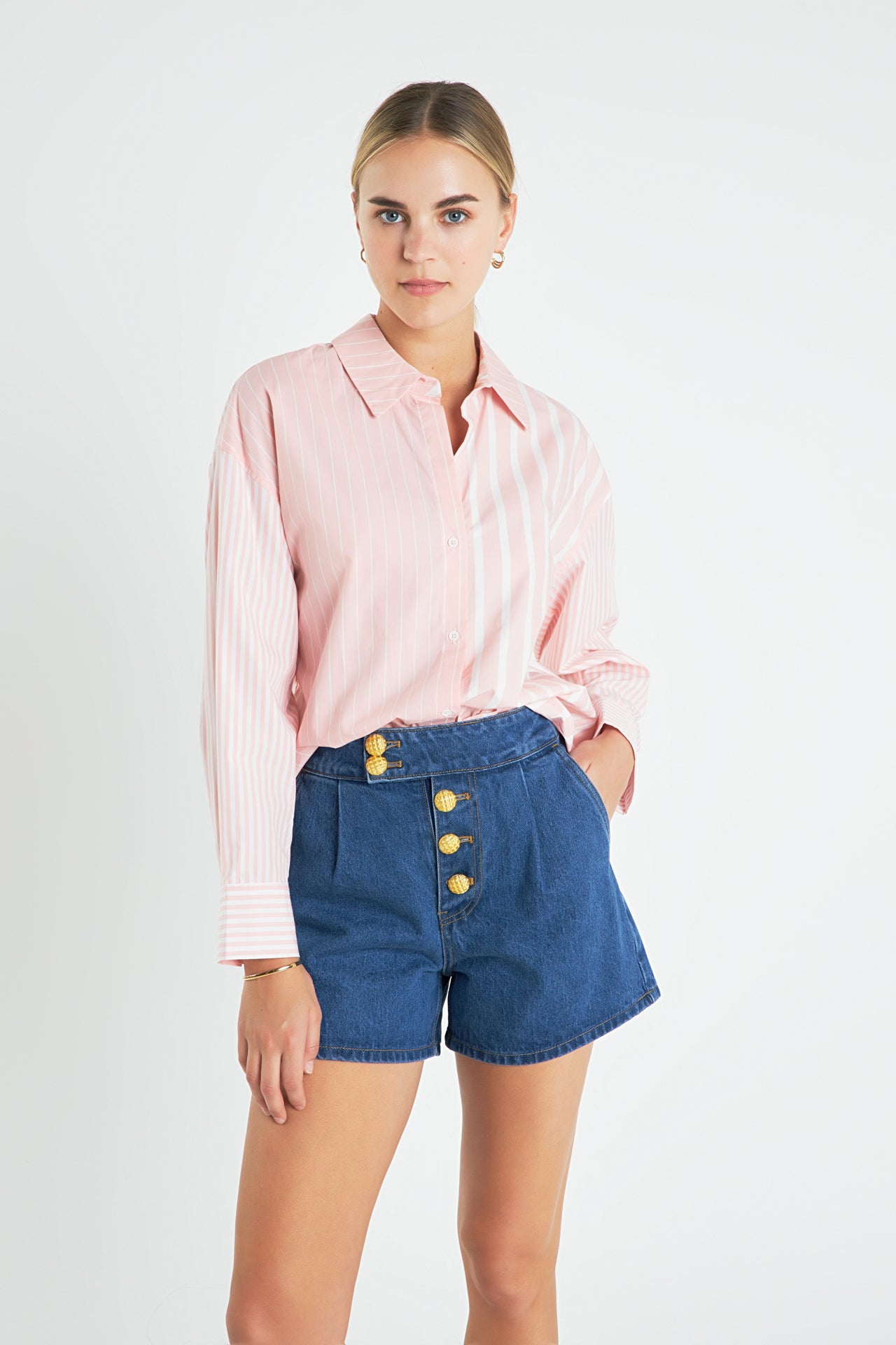 ENGLISH FACTORY - Striped Button-Up Shirt - TOPS available at Objectrare