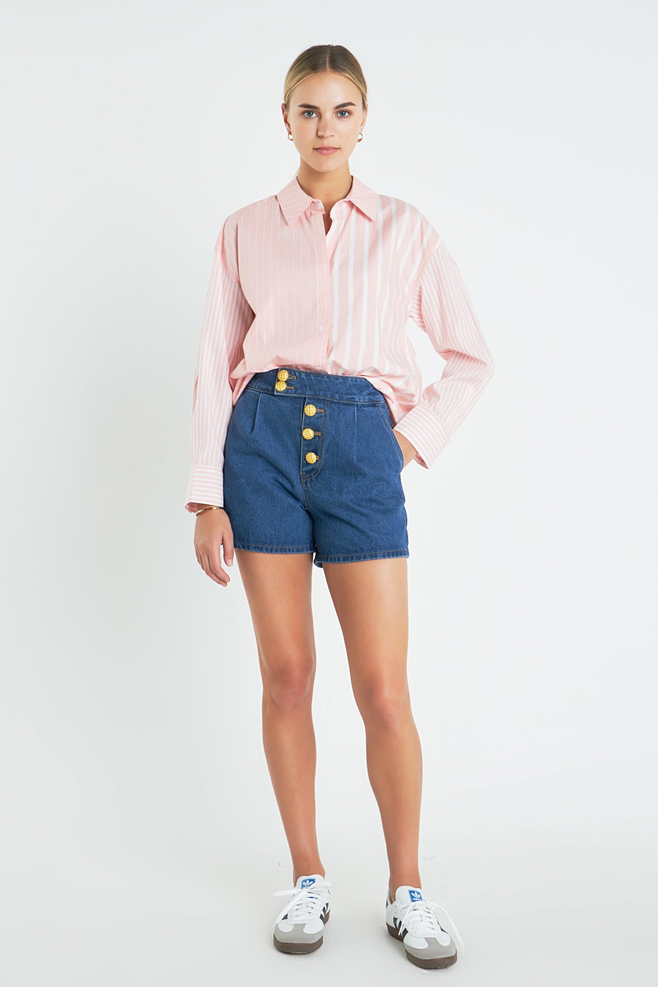 ENGLISH FACTORY - Striped Button-Up Shirt - TOPS available at Objectrare