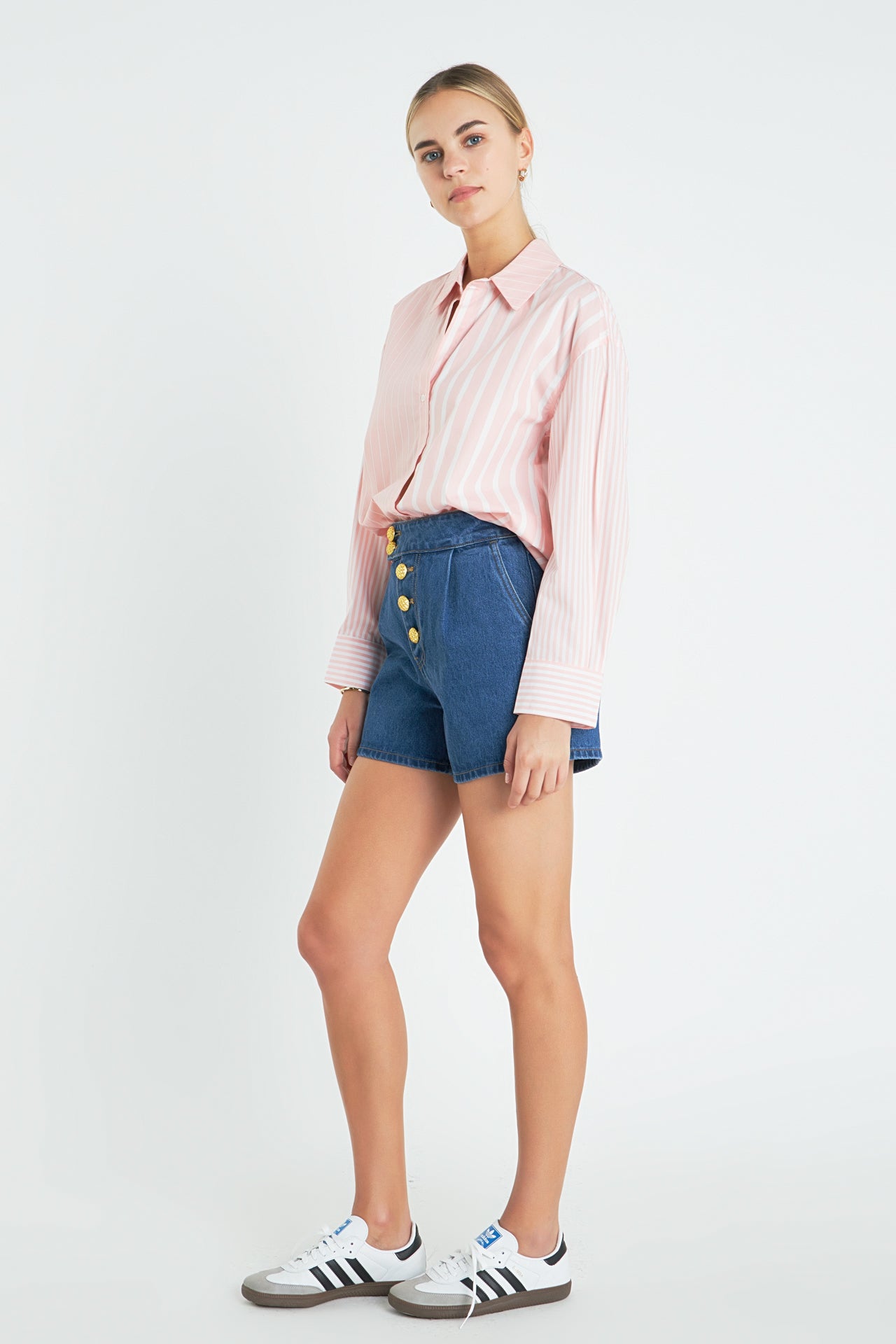 ENGLISH FACTORY - Striped Button-Up Shirt - TOPS available at Objectrare