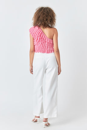 ENDLESS ROSE - Ruffled One-shoulder Top - TOPS available at Objectrare