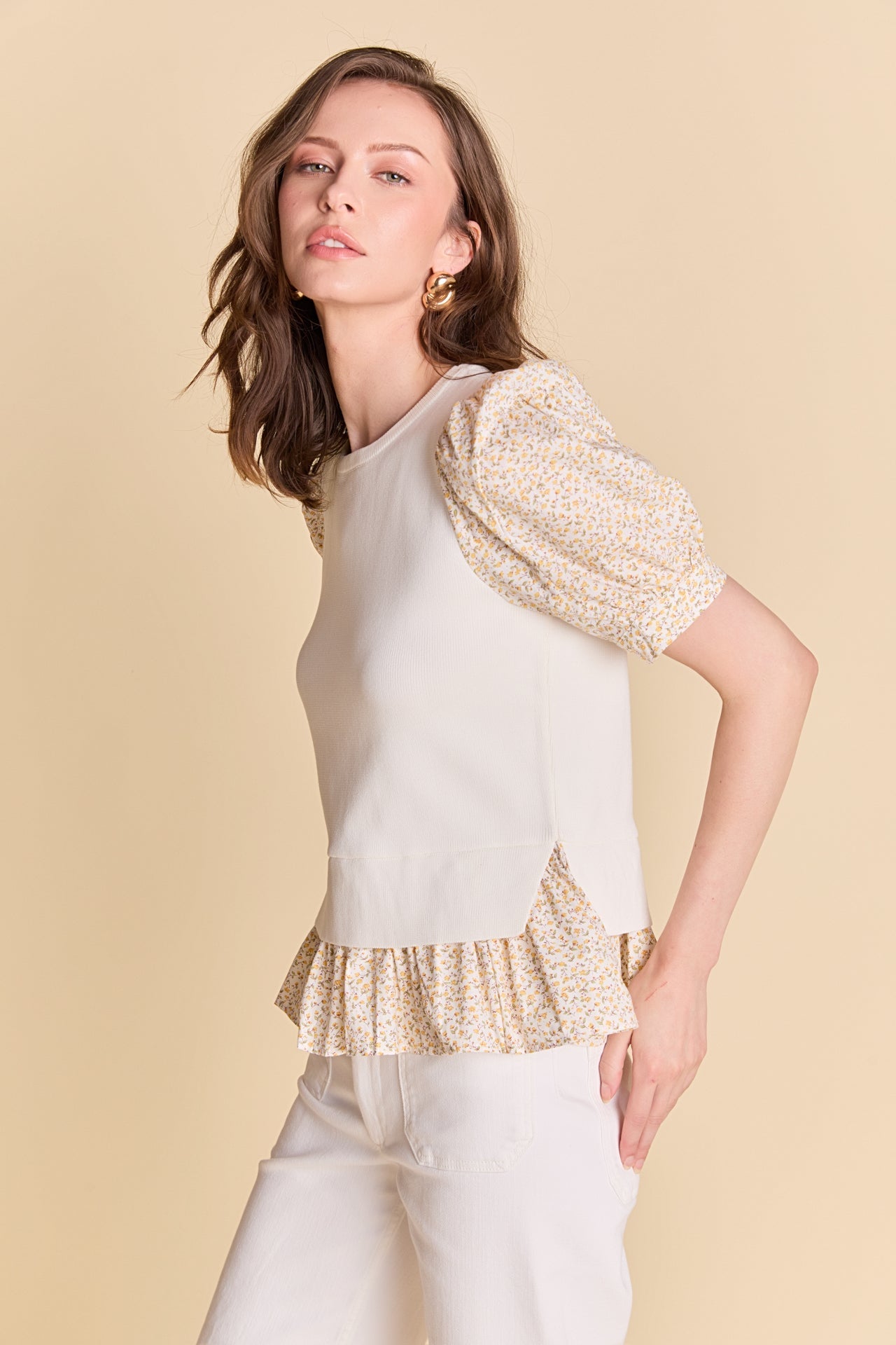 ENGLISH FACTORY - Floral Mixed Media Top - TOPS available at Objectrare