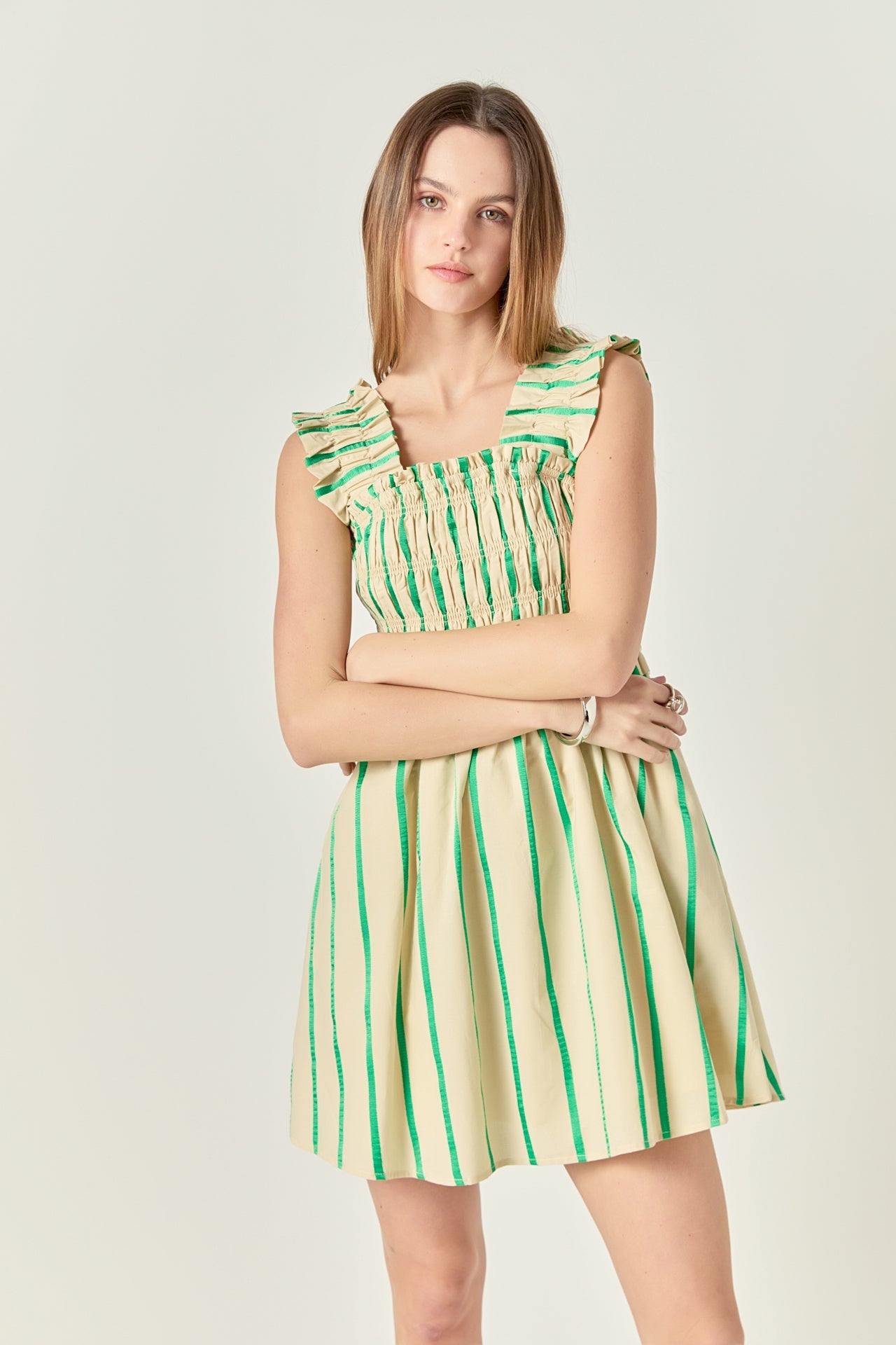 Stripe Ruffled Midi Dress
