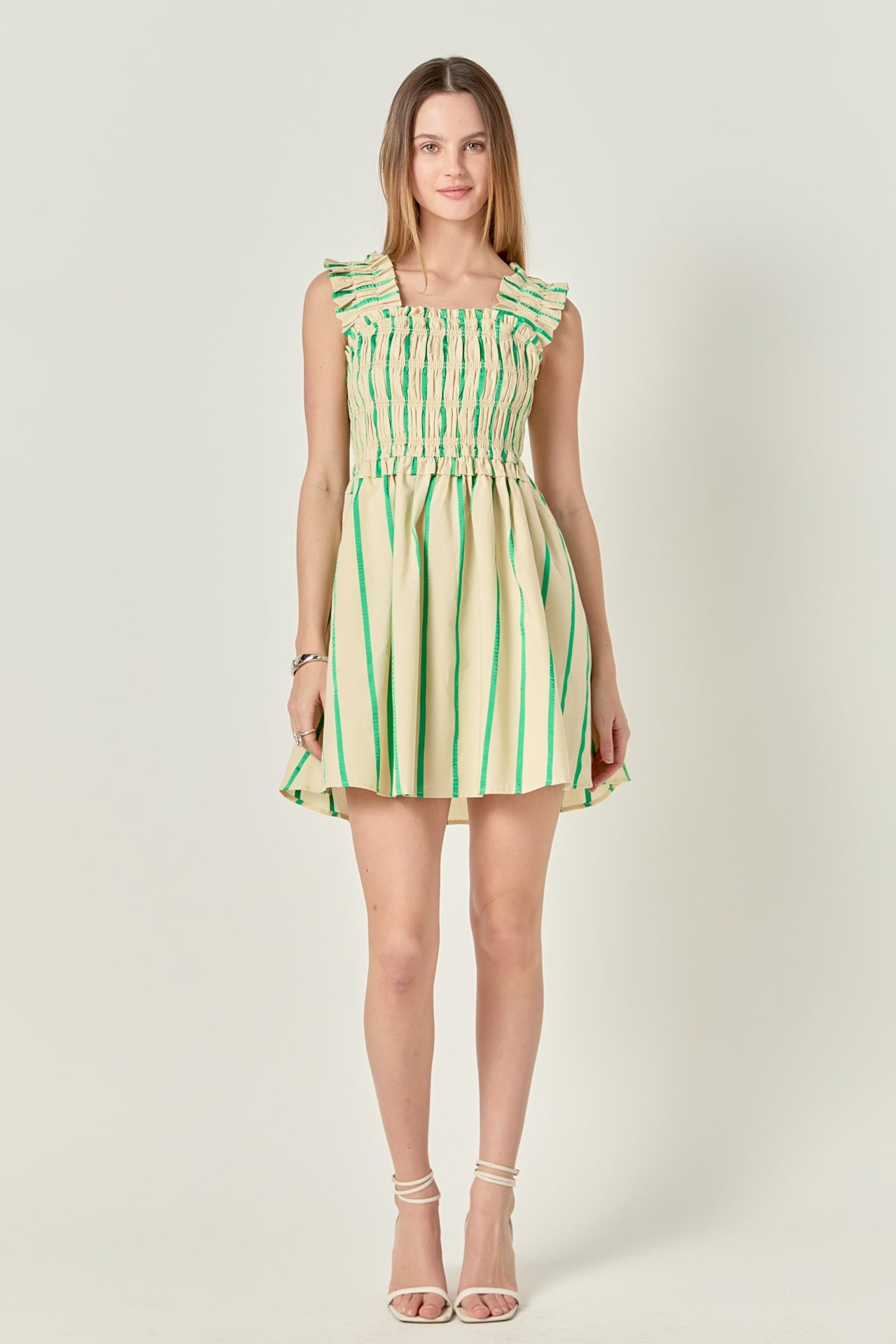 Stripe Ruffled Midi Dress