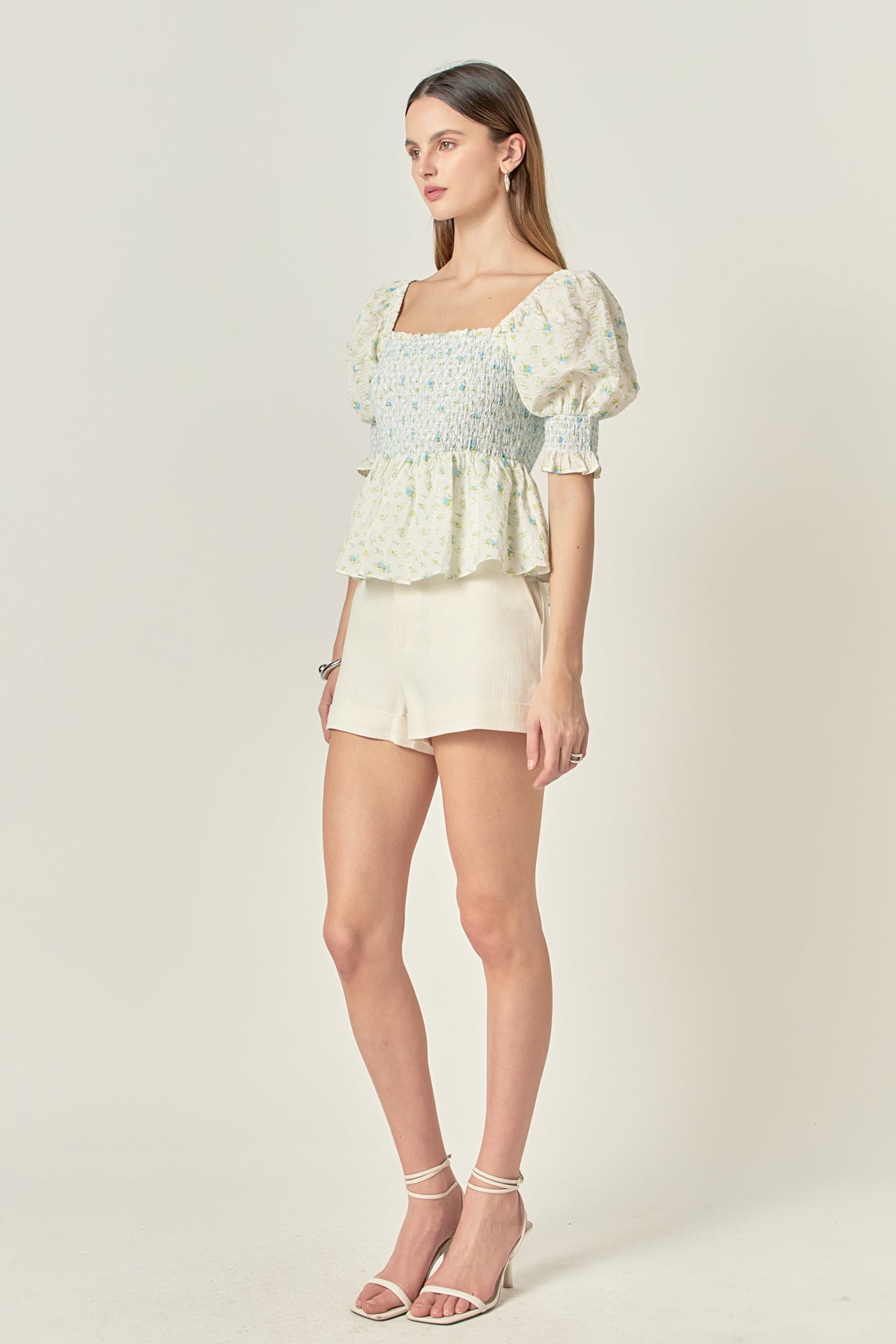 ENGLISH FACTORY - Smocked Floral Puff Sleeve Top - TOPS available at Objectrare