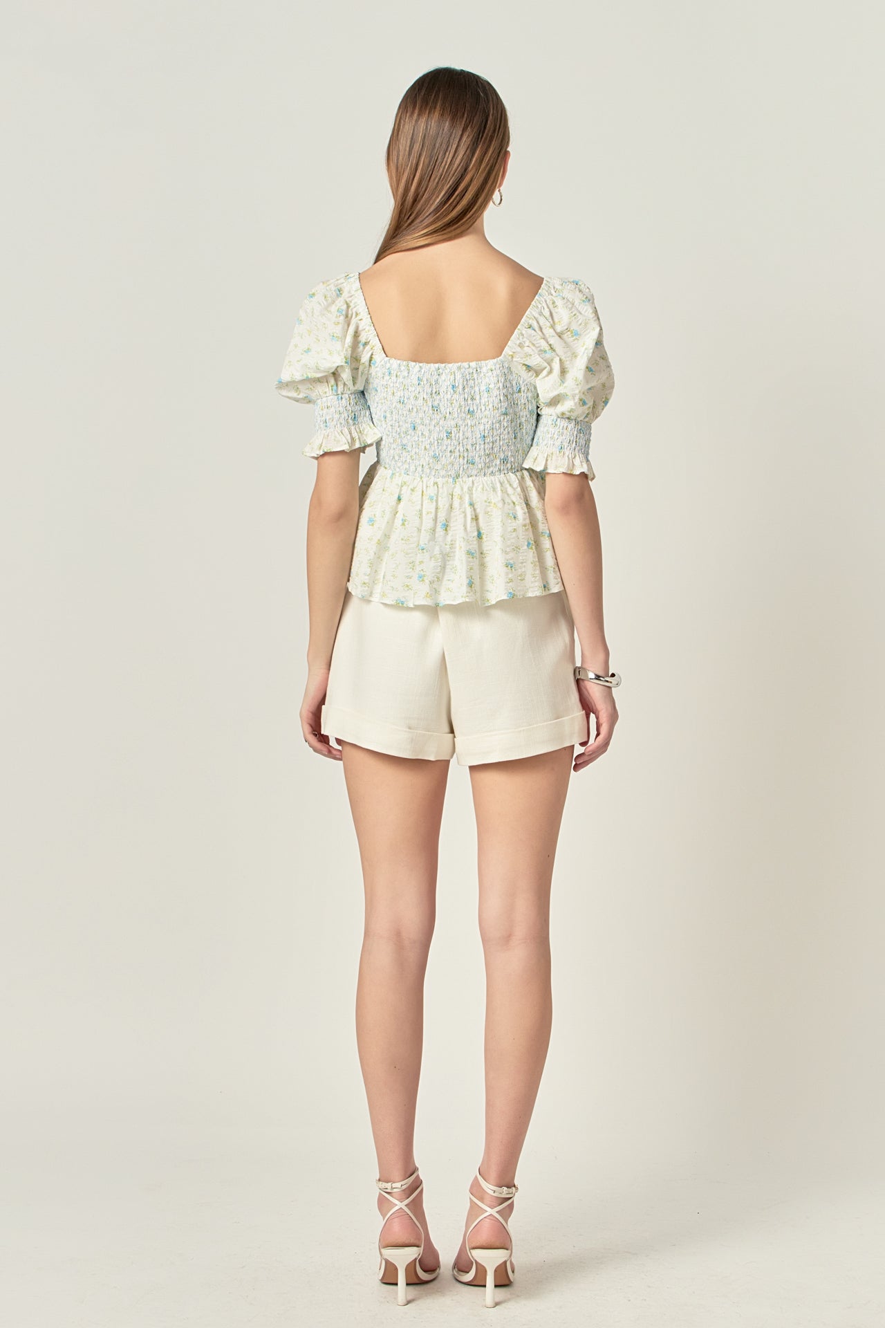 ENGLISH FACTORY - Smocked Floral Puff Sleeve Top - TOPS available at Objectrare