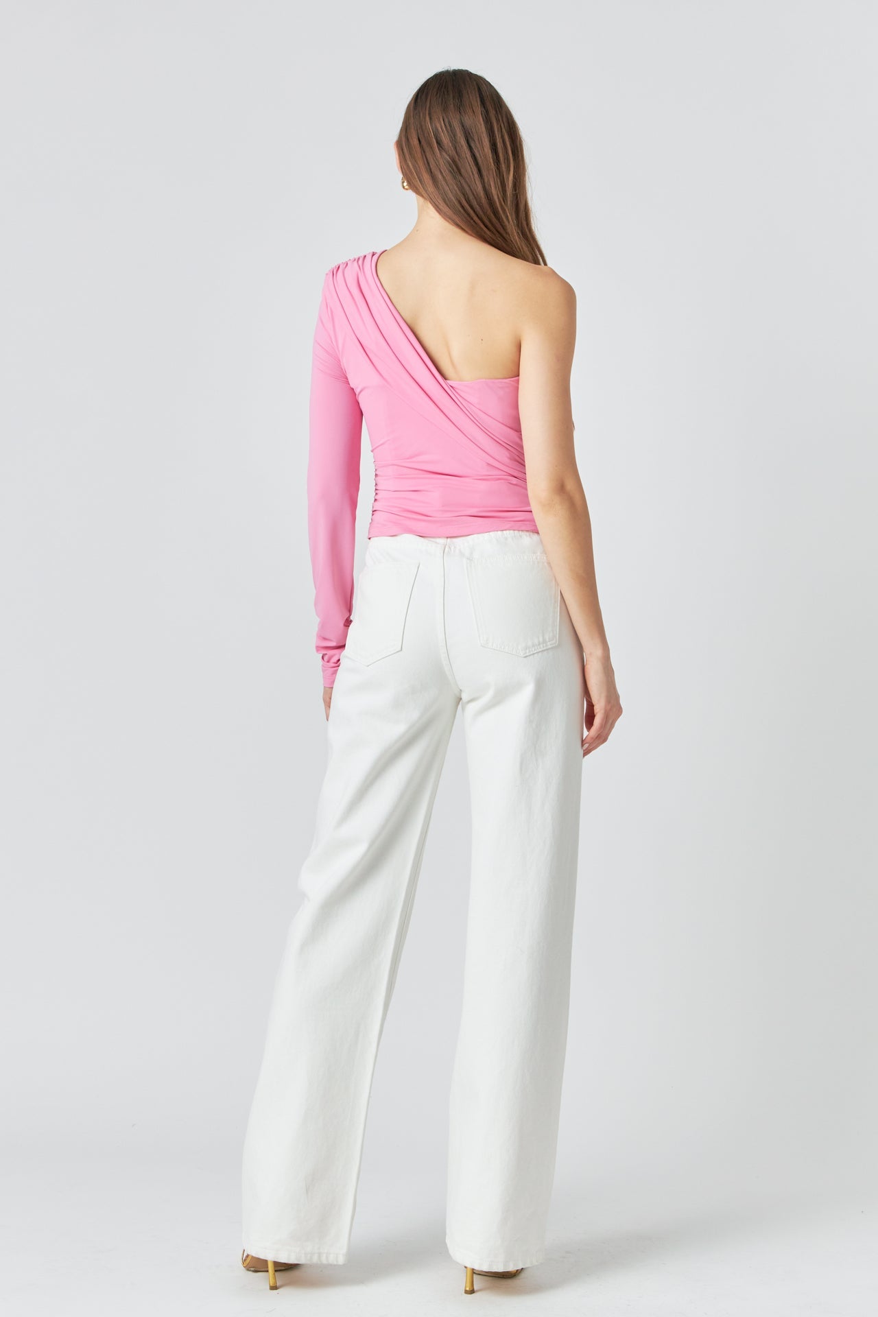ENDLESS ROSE - One Shoulder Shirred Knit Top - TOPS available at Objectrare