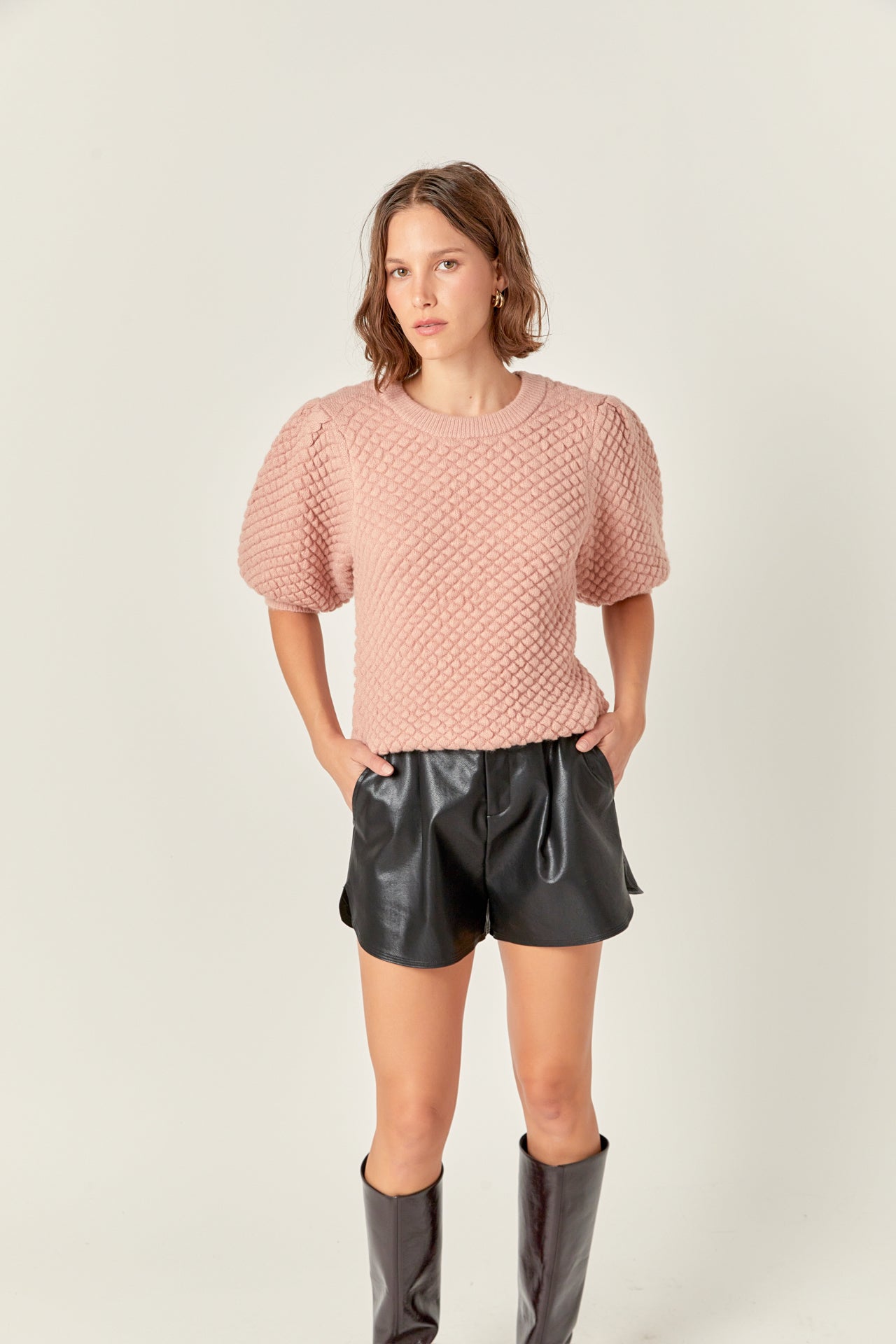 ENGLISH FACTORY - Textured Puff Sweater - SWEATERS & KNITS available at Objectrare