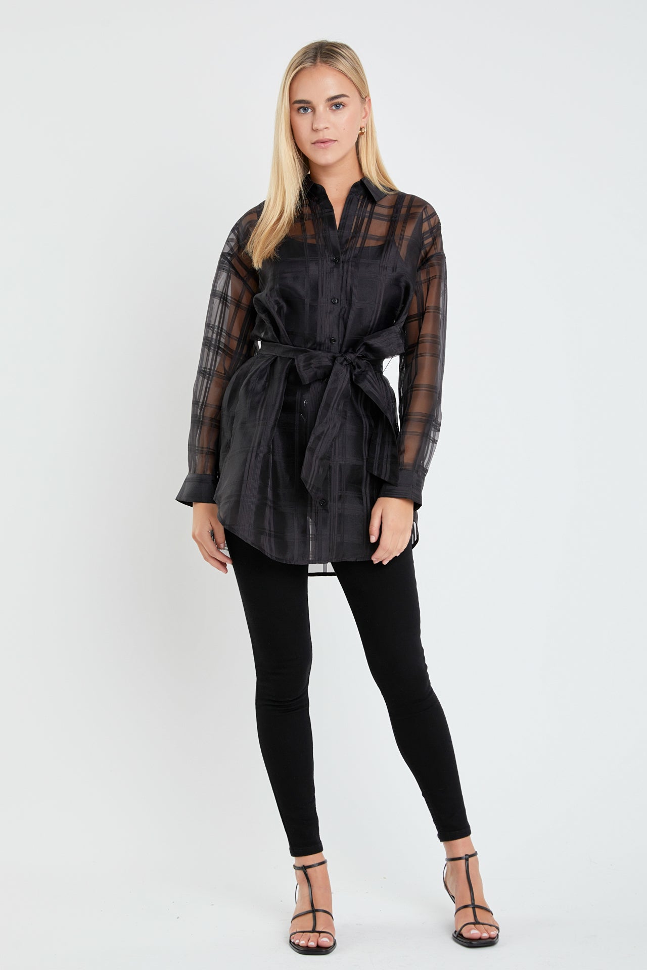 ENGLISH FACTORY - Check Organza Long Shirt - BLOUSES available at Objectrare