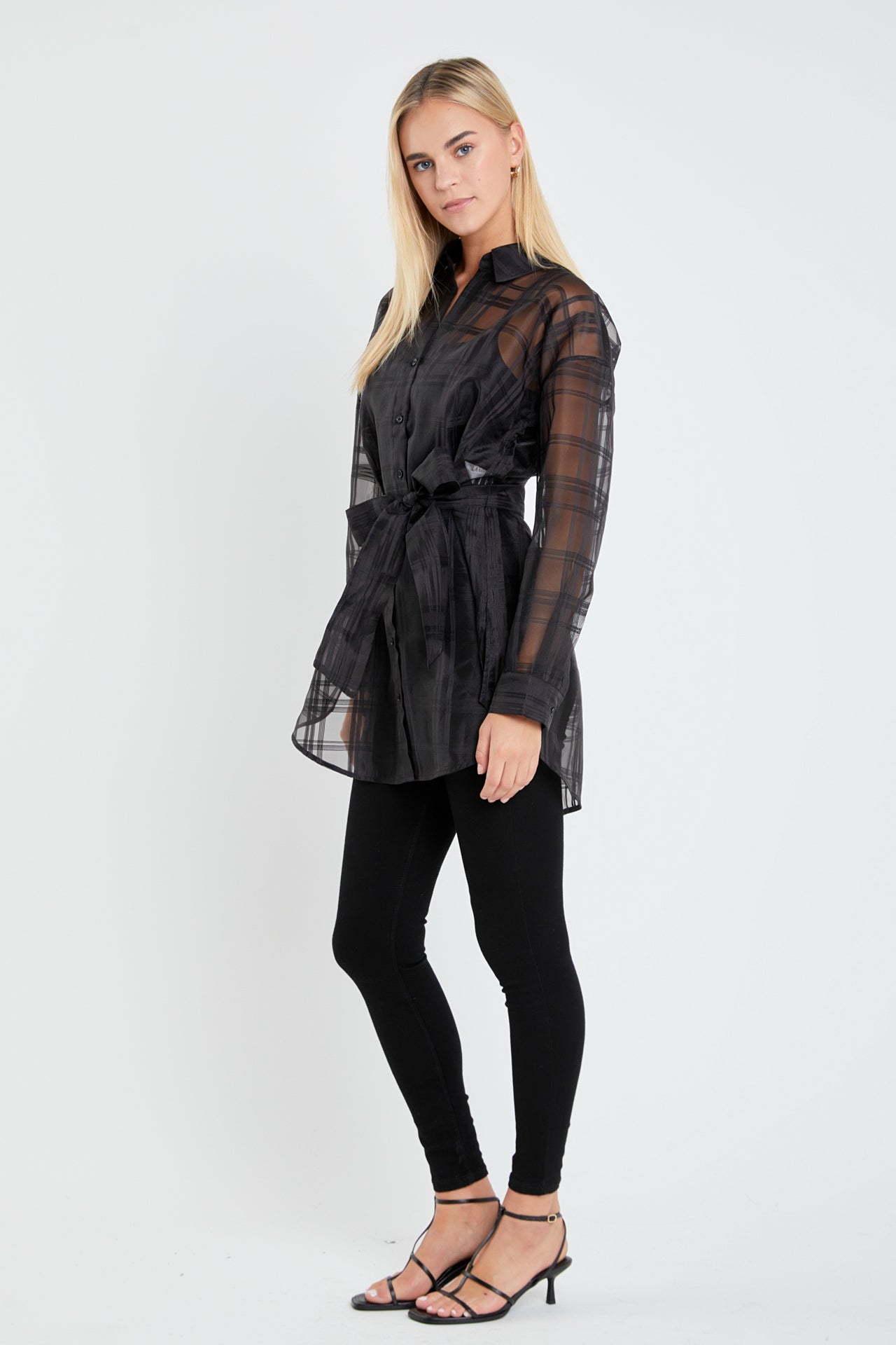 ENGLISH FACTORY - Check Organza Long Shirt - BLOUSES available at Objectrare