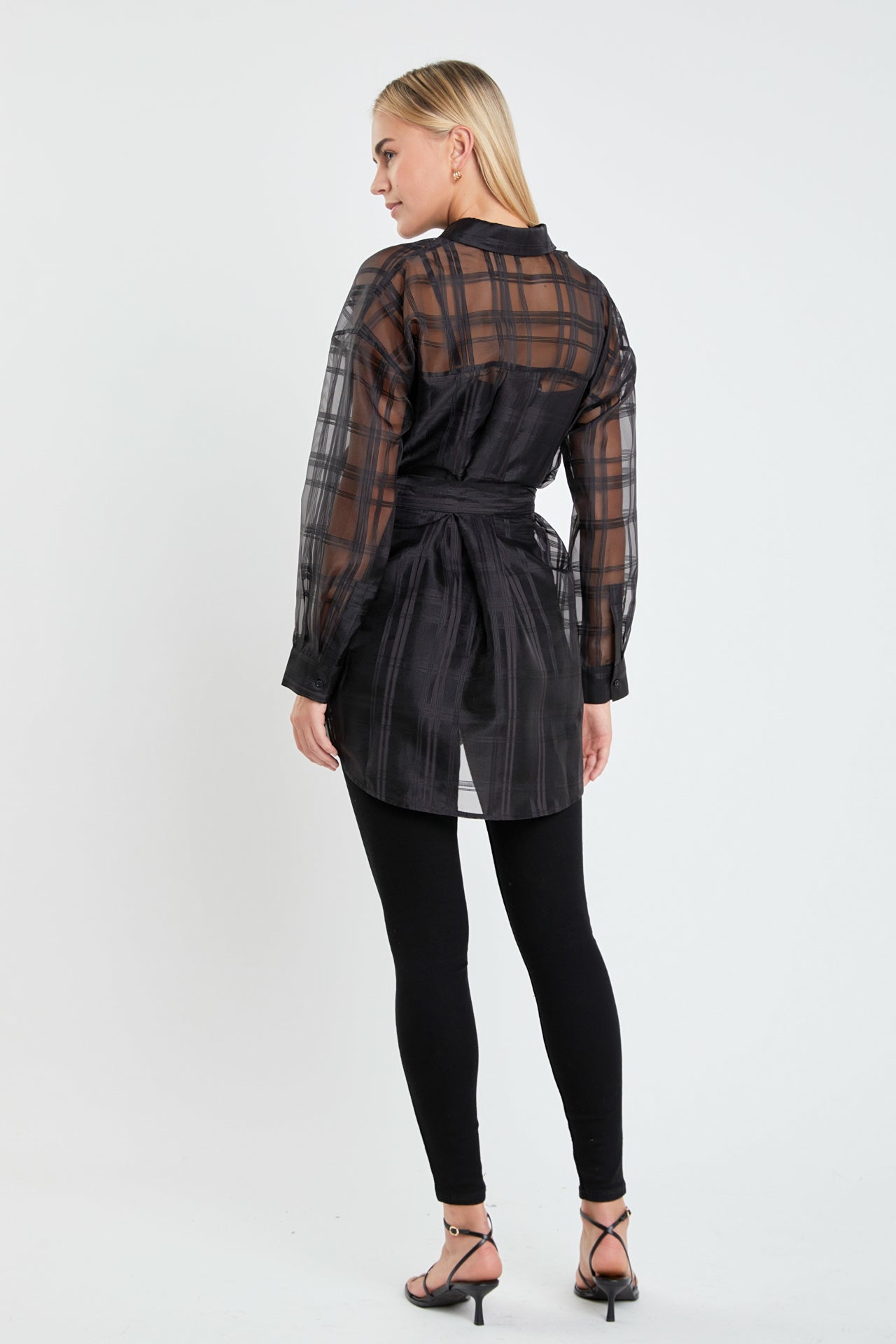 ENGLISH FACTORY - Check Organza Long Shirt - BLOUSES available at Objectrare