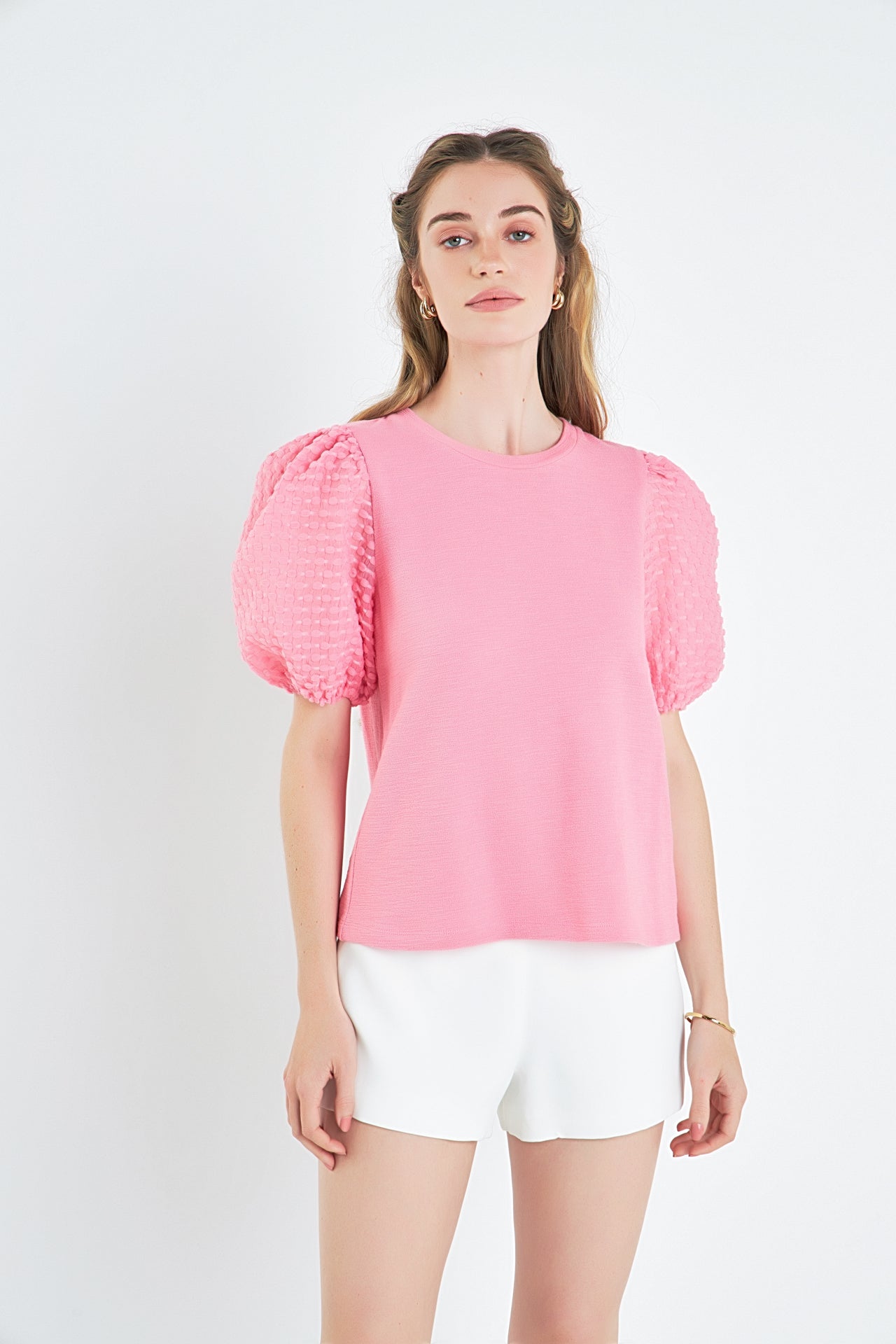 ENGLISH FACTORY - Textured Sleeve T-Shirt - TOPS available at Objectrare