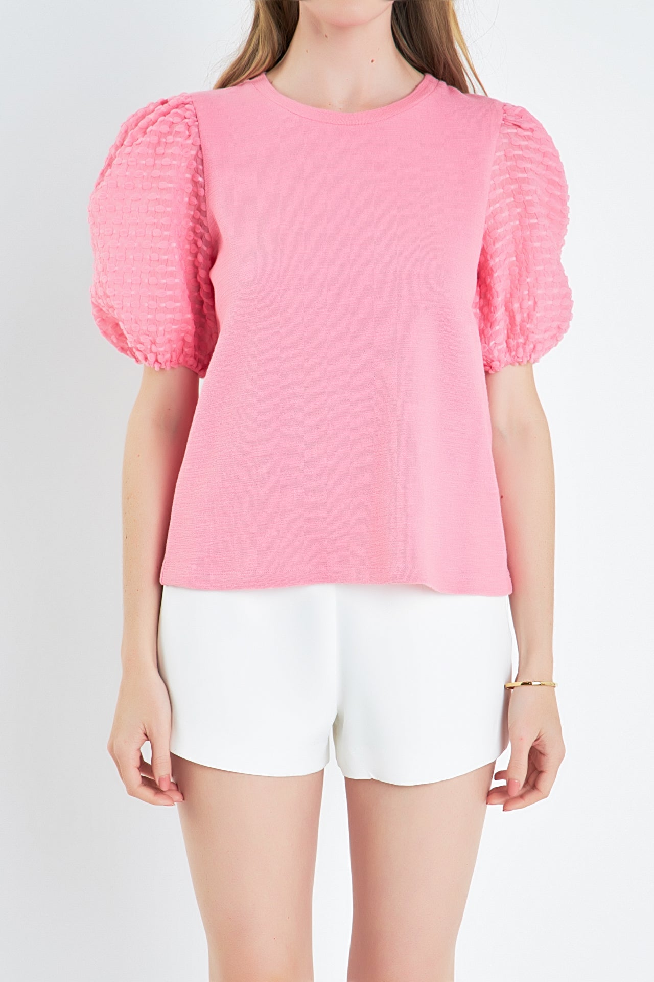 ENGLISH FACTORY - Textured Sleeve T-Shirt - TOPS available at Objectrare