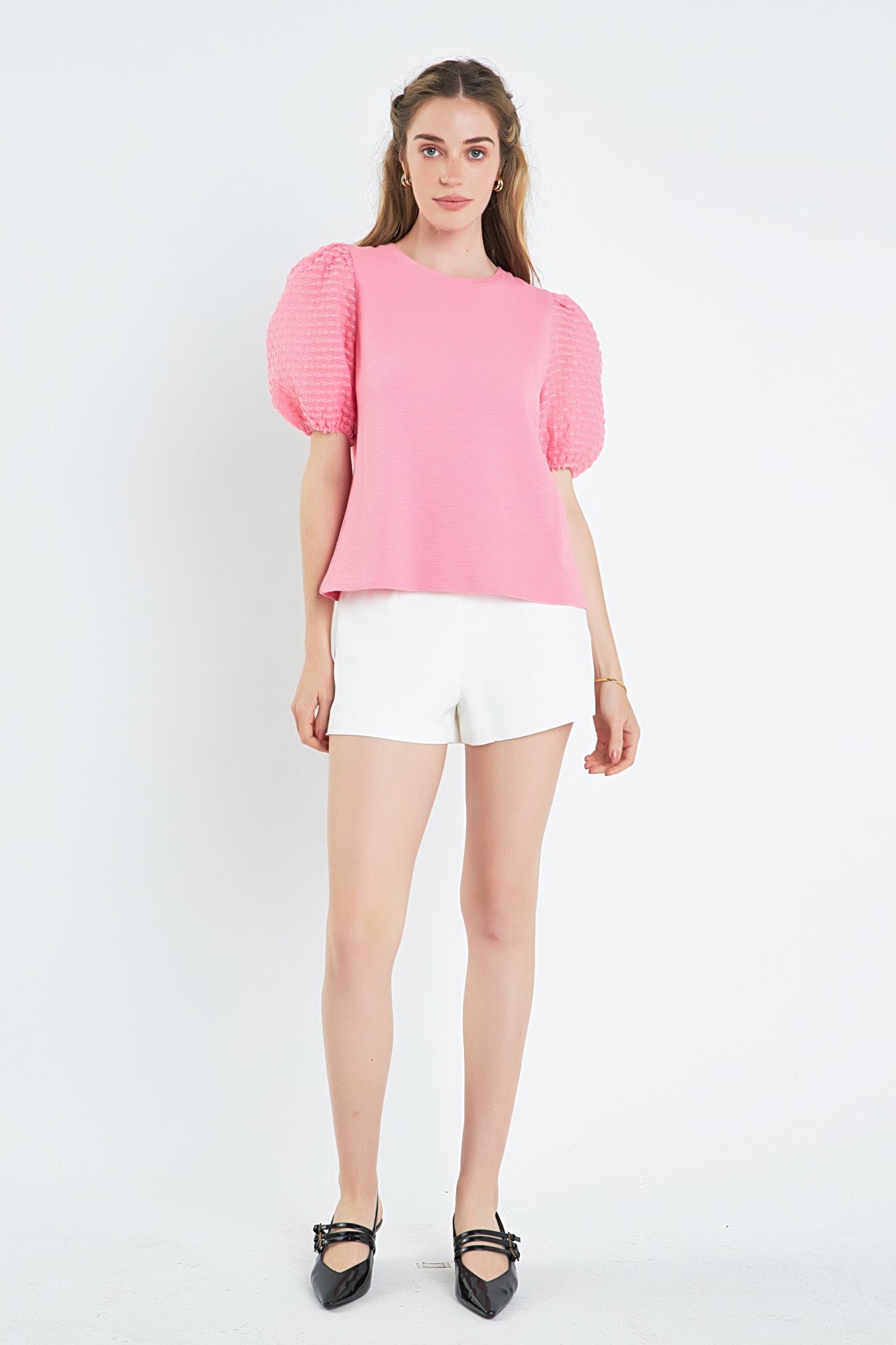 ENGLISH FACTORY - Textured Sleeve T-Shirt - TOPS available at Objectrare