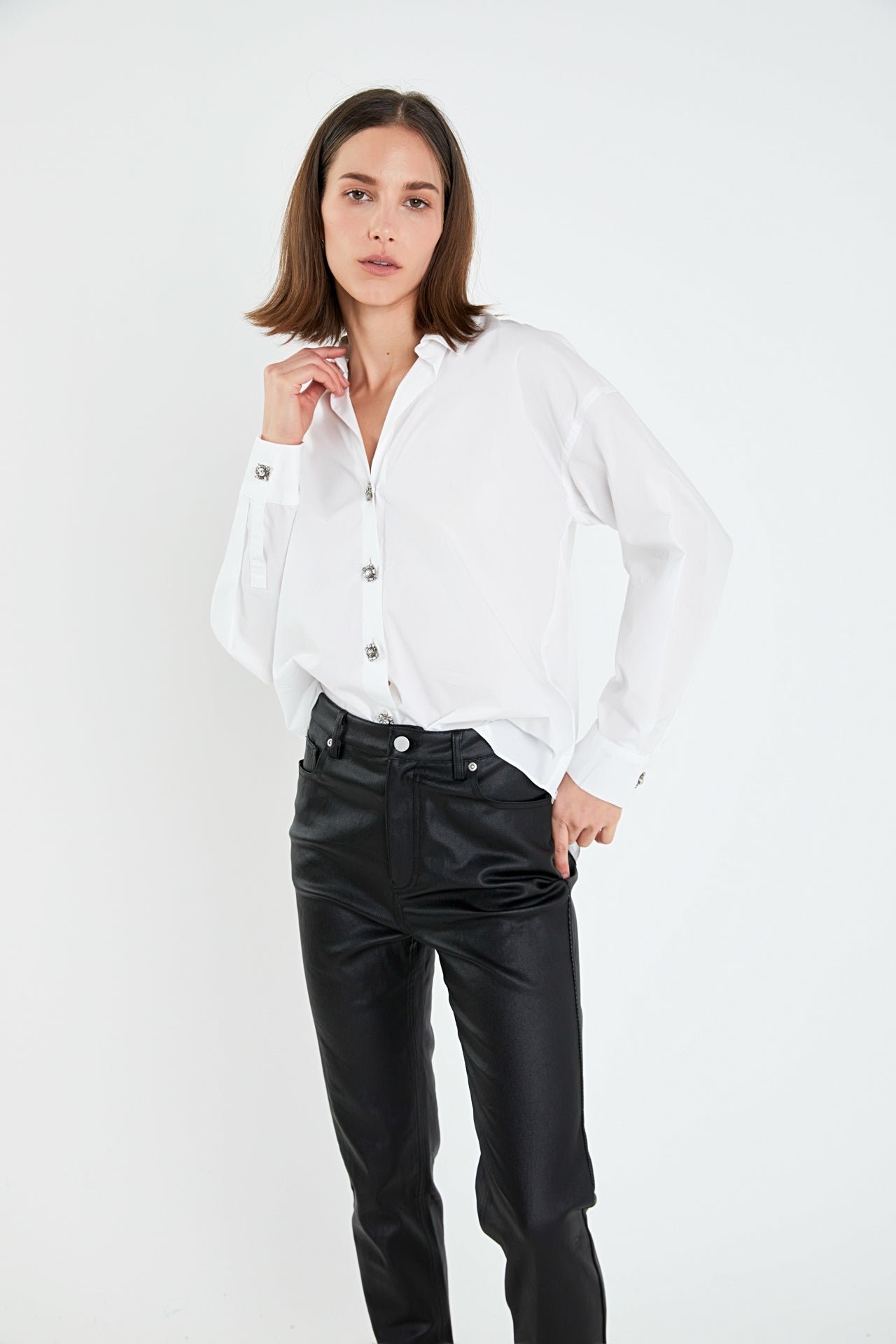 ENGLISH FACTORY - Oversized Collared Shirt in White - SHIRTS & BLOUSES available at Objectrare