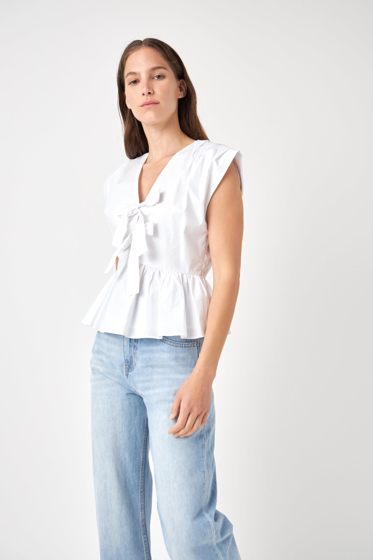 ENGLISH FACTORY - Front Double Bow Tie Top - TOPS available at Objectrare