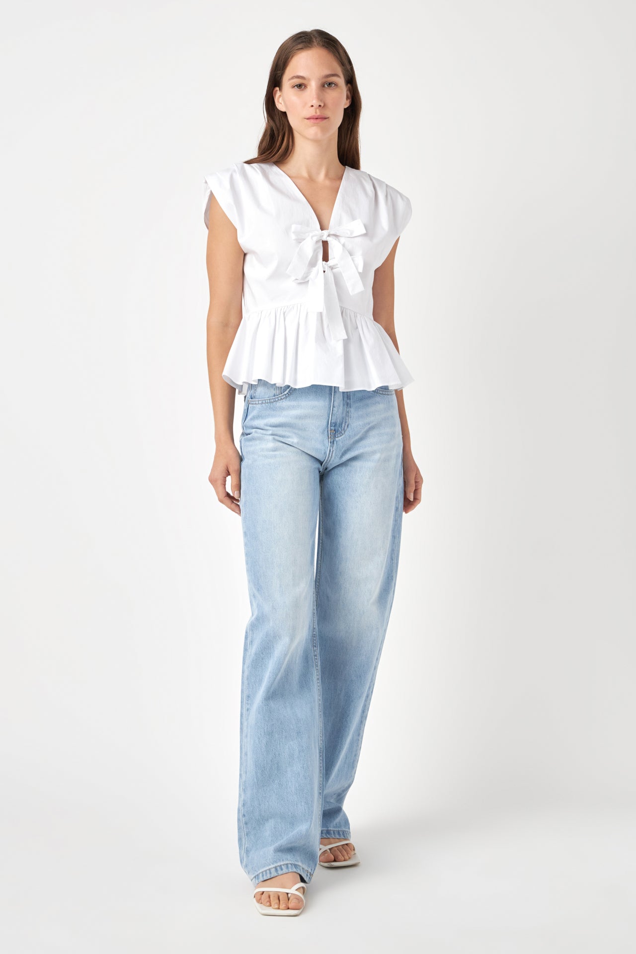 ENGLISH FACTORY - Front Double Bow Tie Top - TOPS available at Objectrare