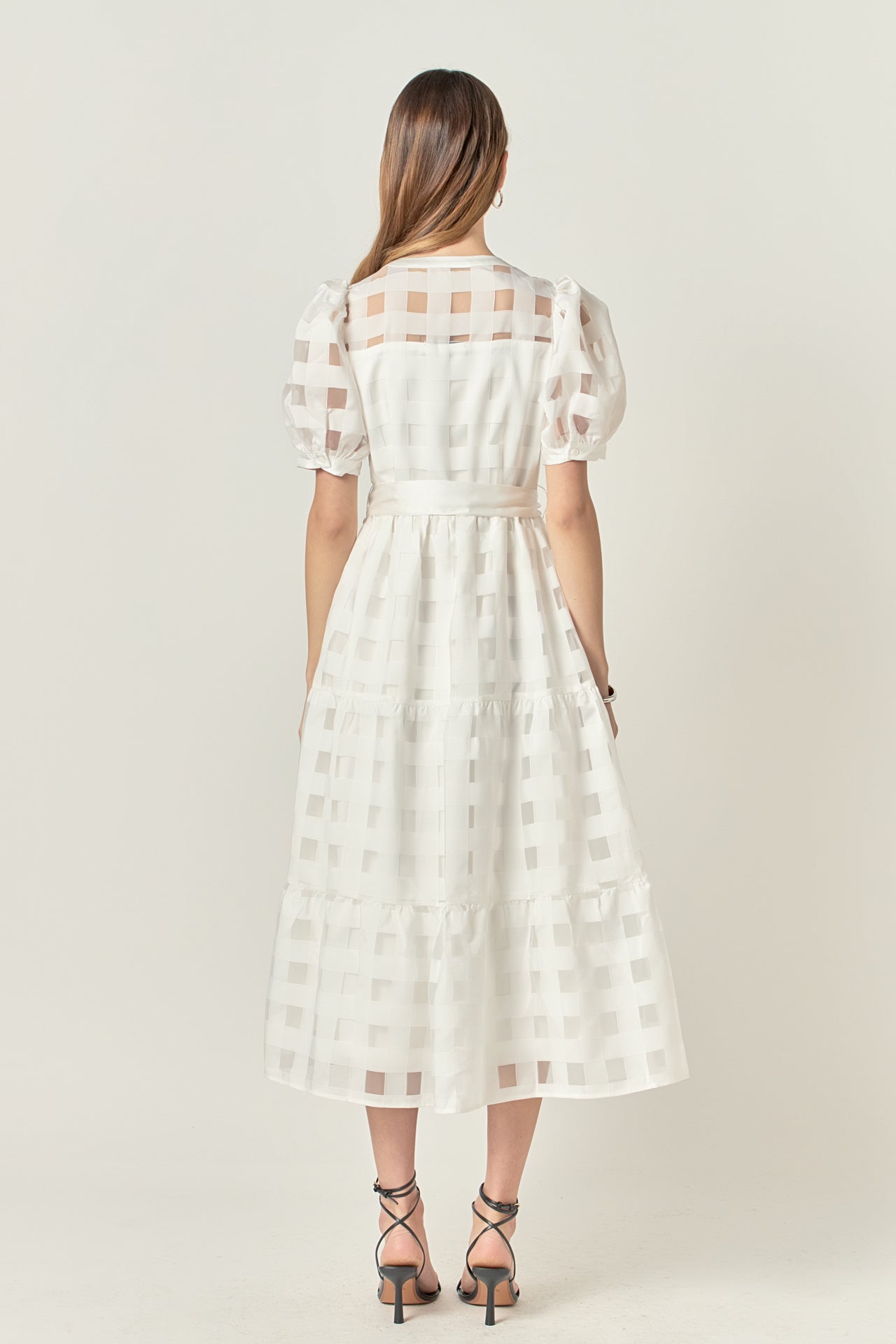 ENGLISH FACTORY - Check Puff Sleeve Midi Dress - DRESSES available at Objectrare