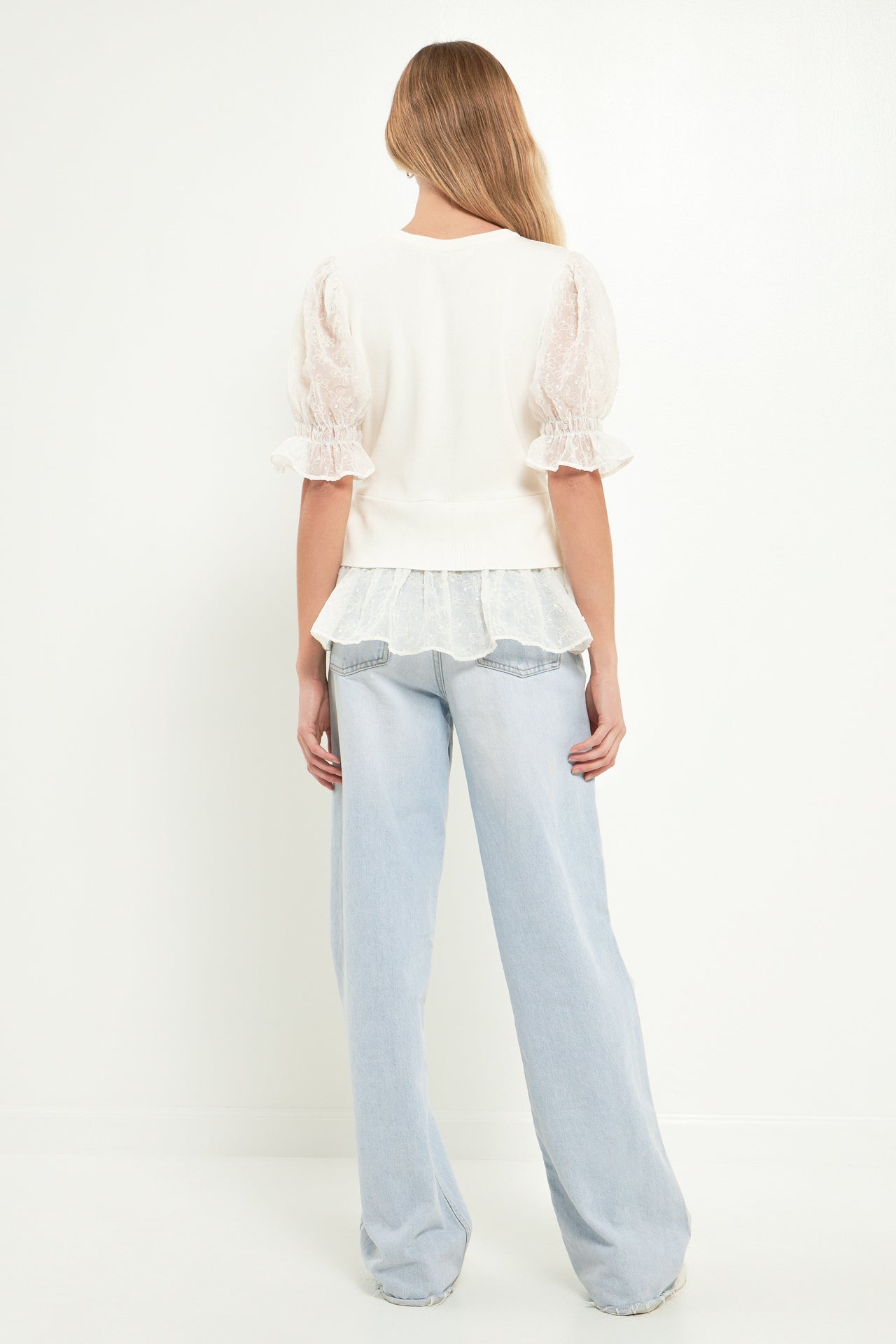 ENGLISH FACTORY - Textured Mixed Media Top - TOPS available at Objectrare
