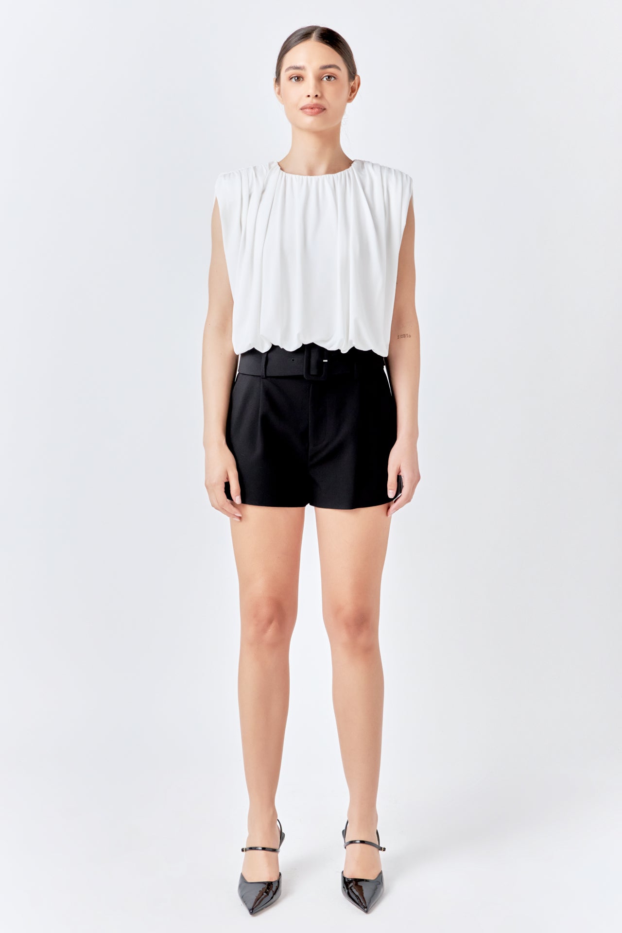 ENDLESS ROSE - Shirred Shoulder Cropped Top - TOPS available at Objectrare