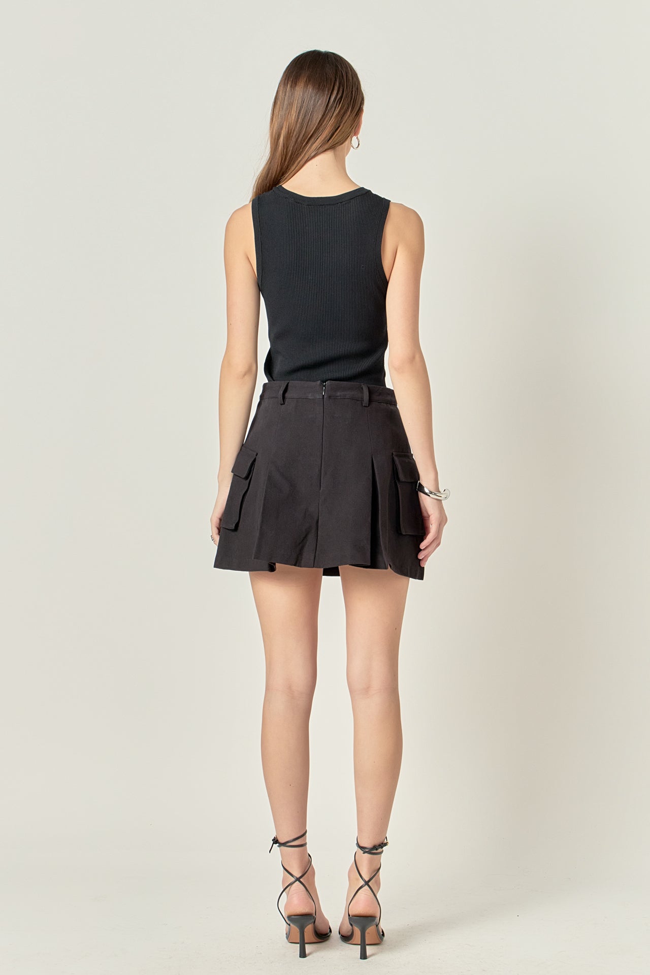 ENGLISH FACTORY - Flap Pocket Pleated Mini Cargo Skort - SKORTS available at Objectrare