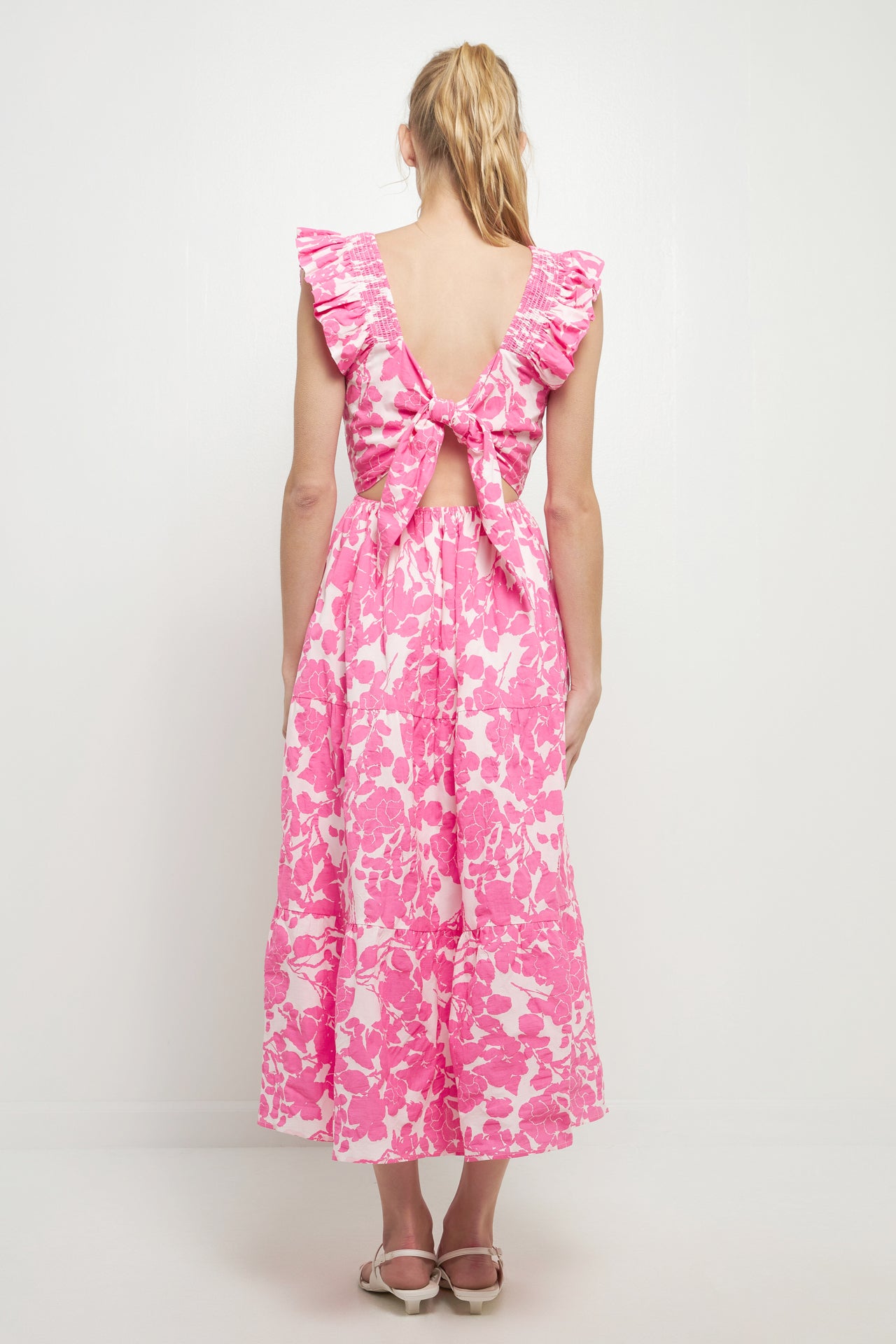 ENGLISH FACTORY - Back Bow Floral Midi Dress - DRESSES available at Objectrare