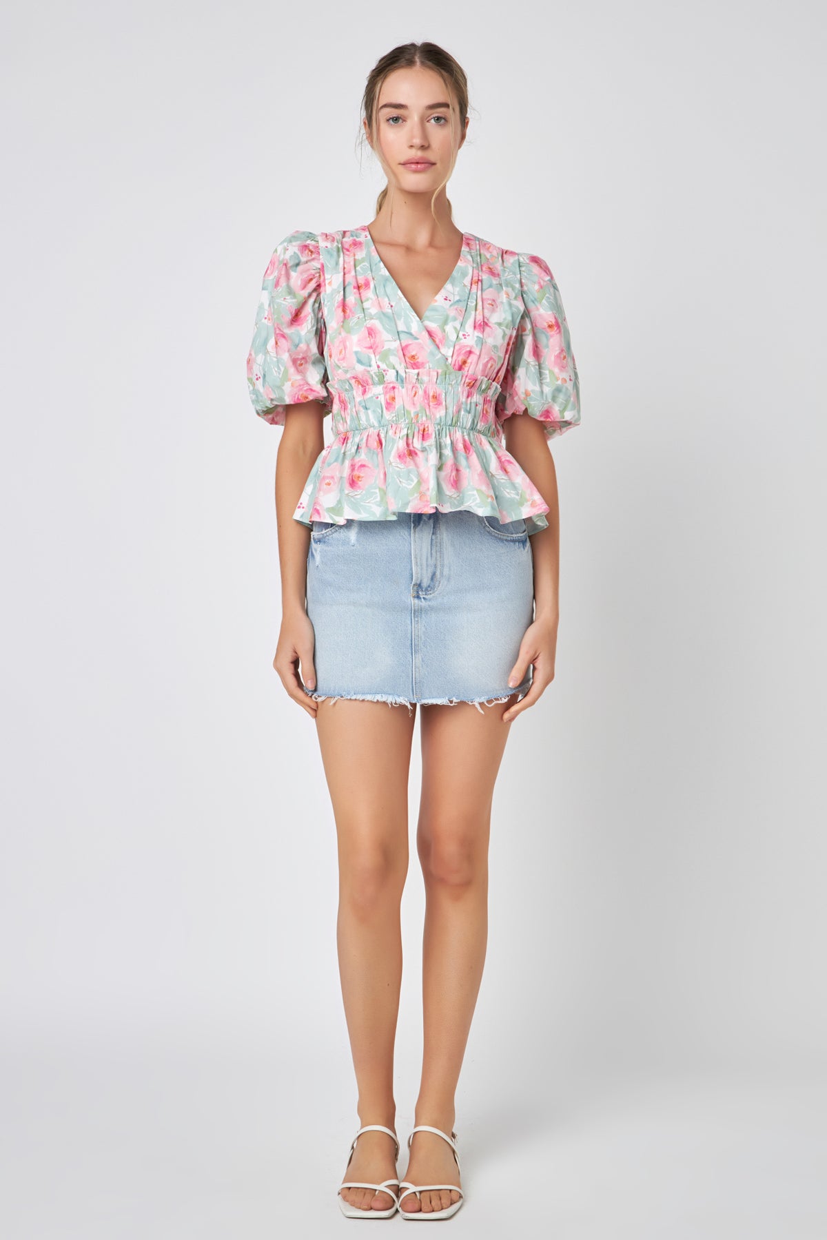 FREE THE ROSES - Floral Puff Sleeve Top - TOPS available at Objectrare