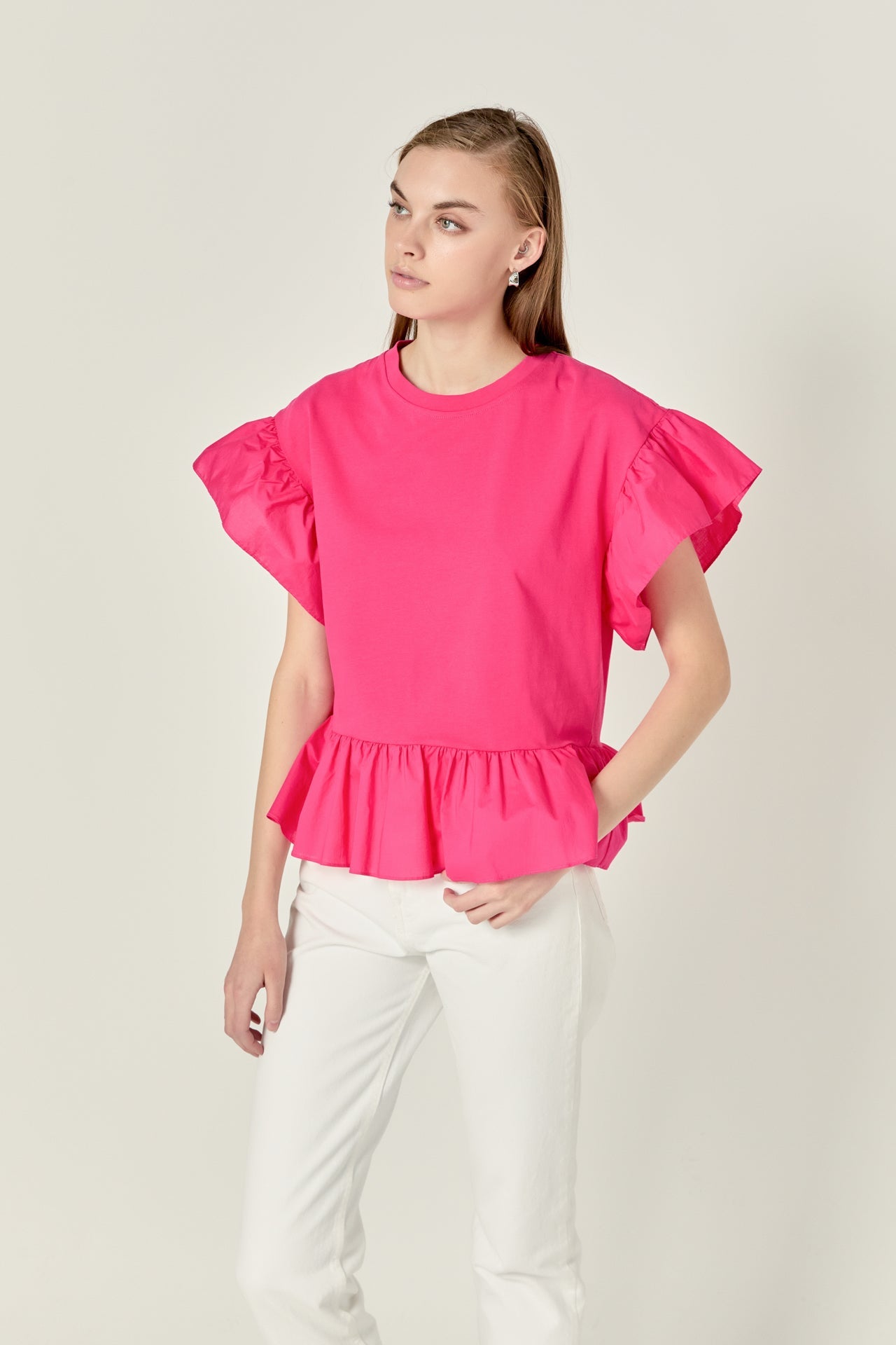 ENGLISH FACTORY - Mixed Media Knit Top - TOPS available at Objectrare