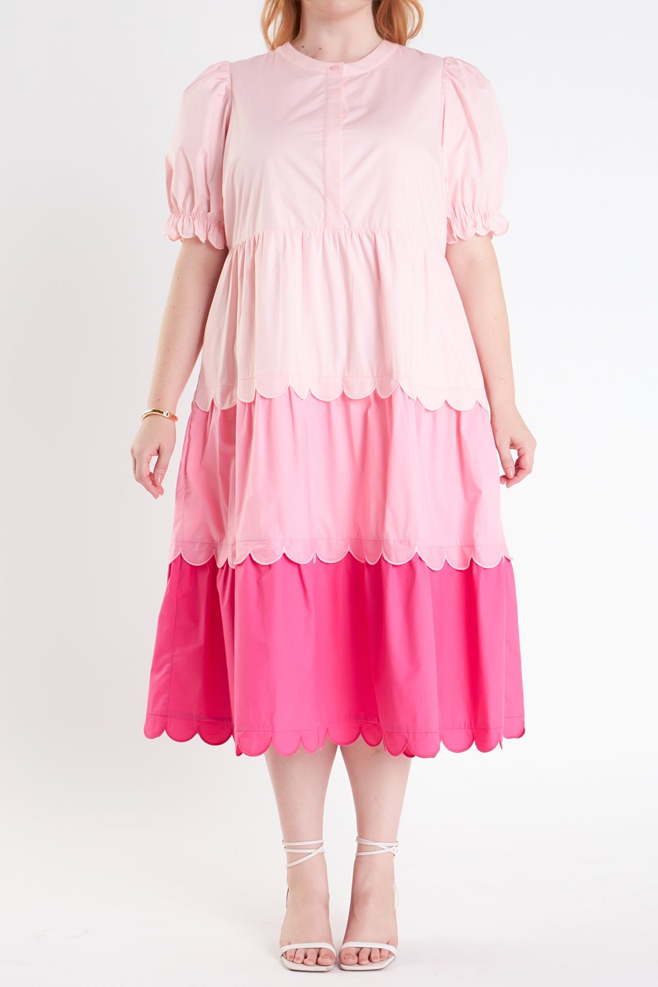 ENGLISH FACTORY - Plus Size Colorblock Scallop Dress - DRESSES available at Objectrare