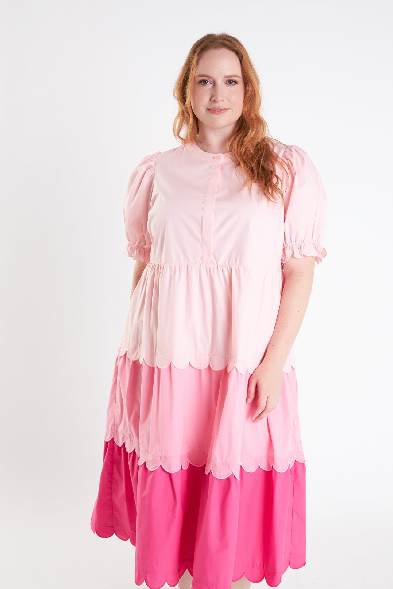 ENGLISH FACTORY - Plus Size Colorblock Scallop Dress - DRESSES available at Objectrare