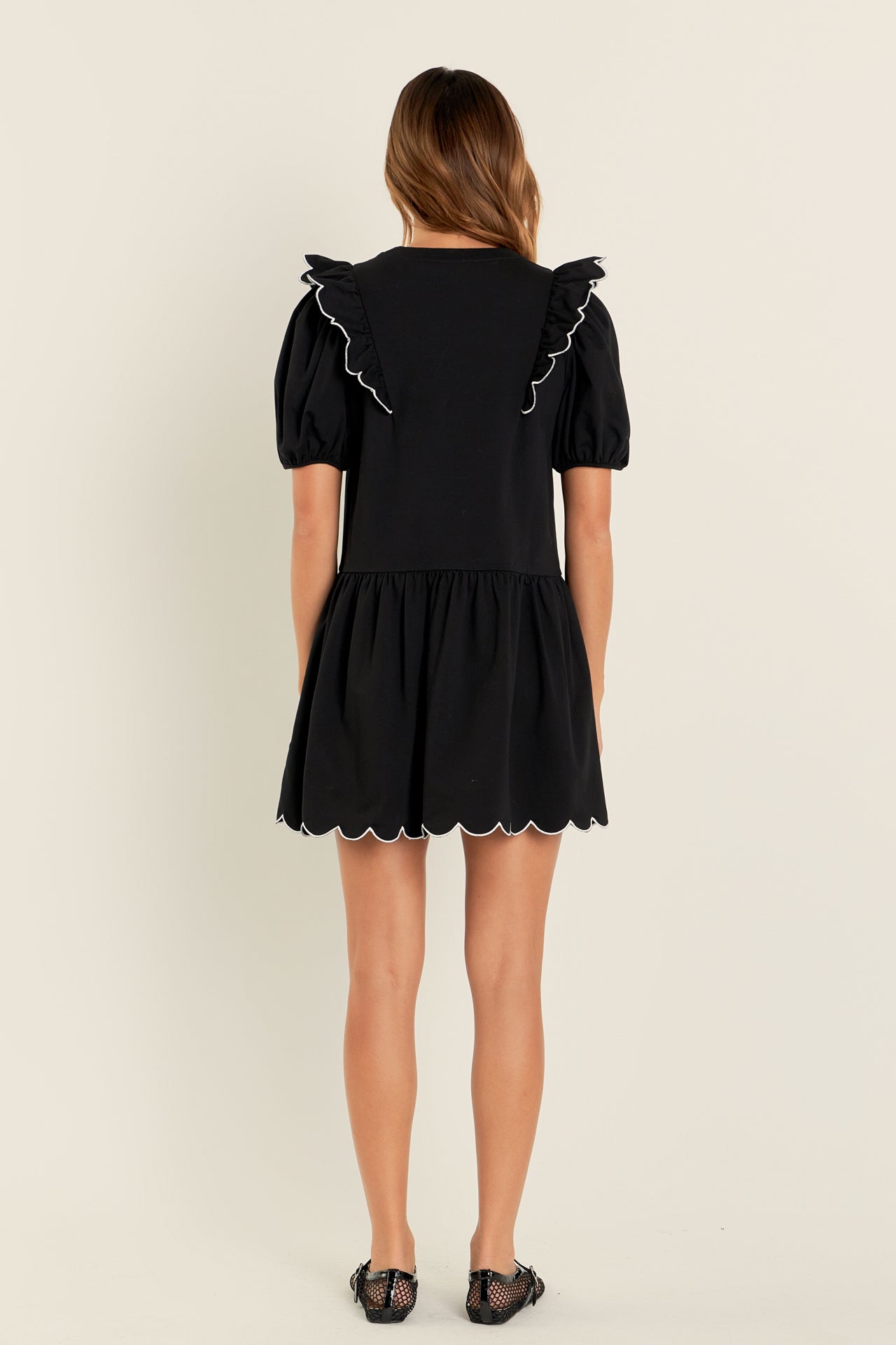 Scallop Edge Knit Mini Dress