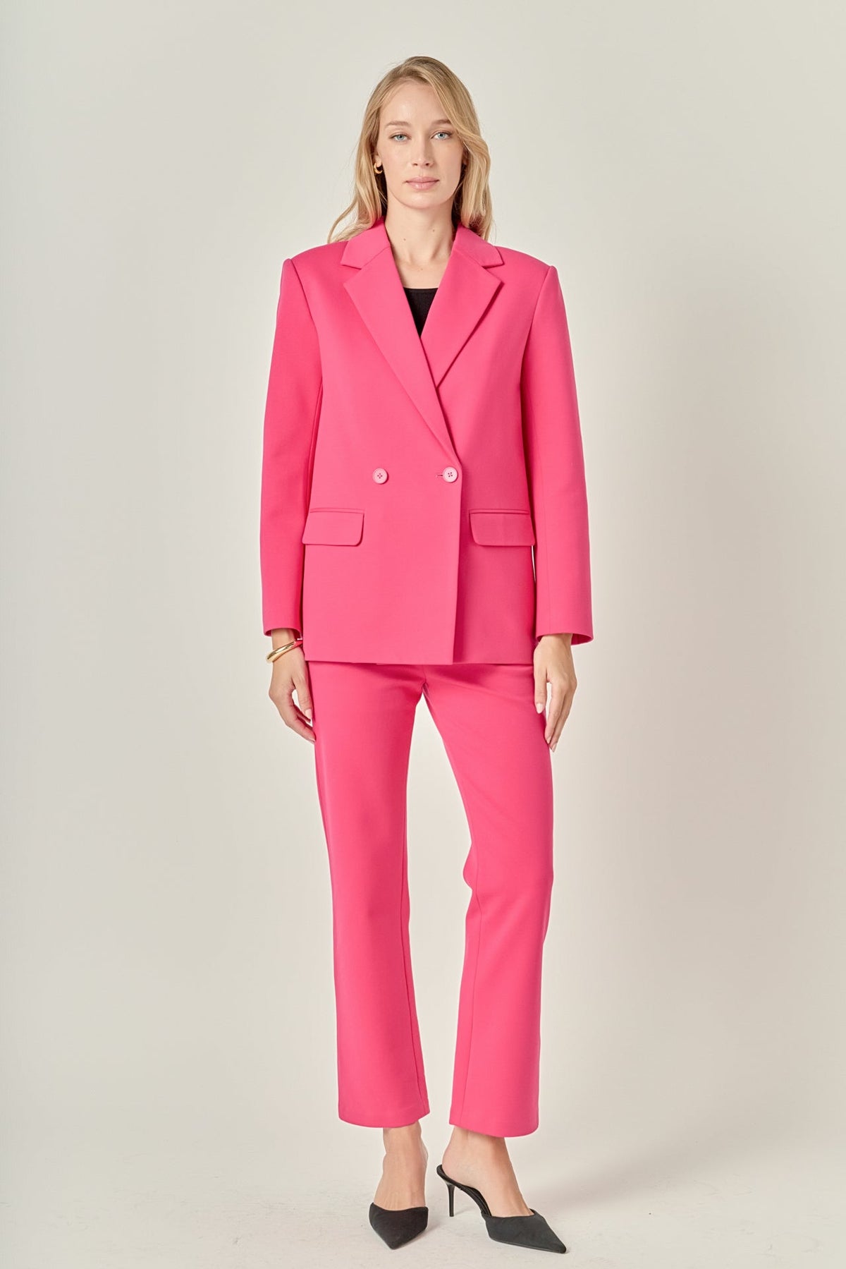 ENGLISH FACTORY - Double-breasted Knit Blazer - BLAZERS available at Objectrare